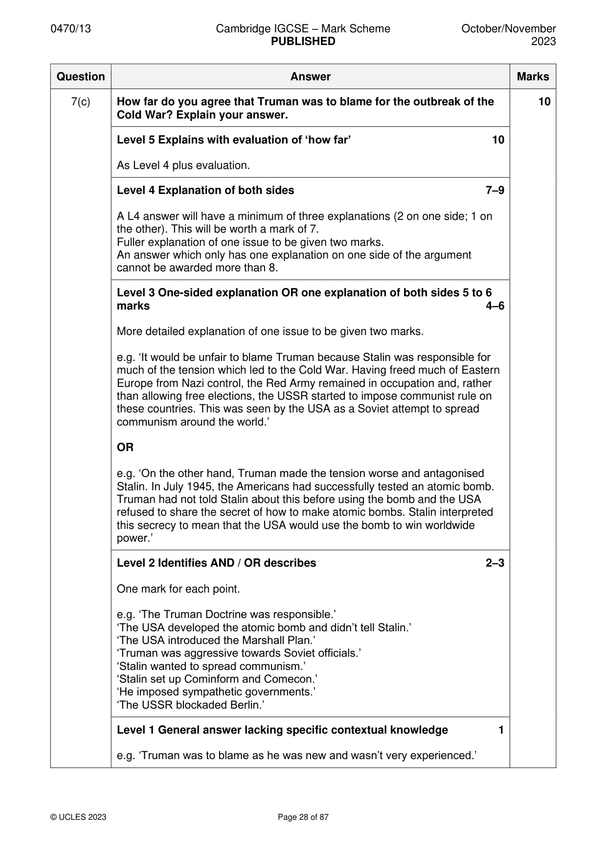 Mark scheme, page 28 of 87