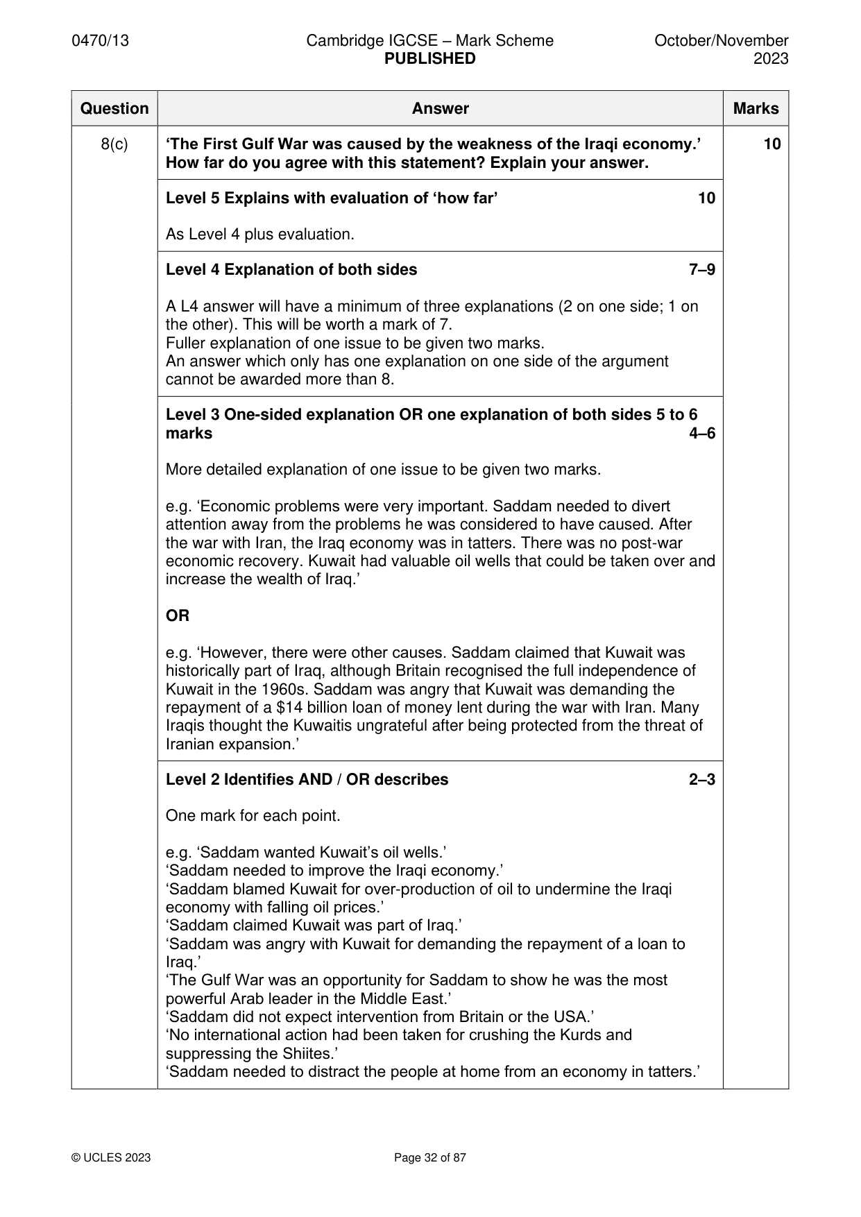 Mark scheme, page 32 of 87