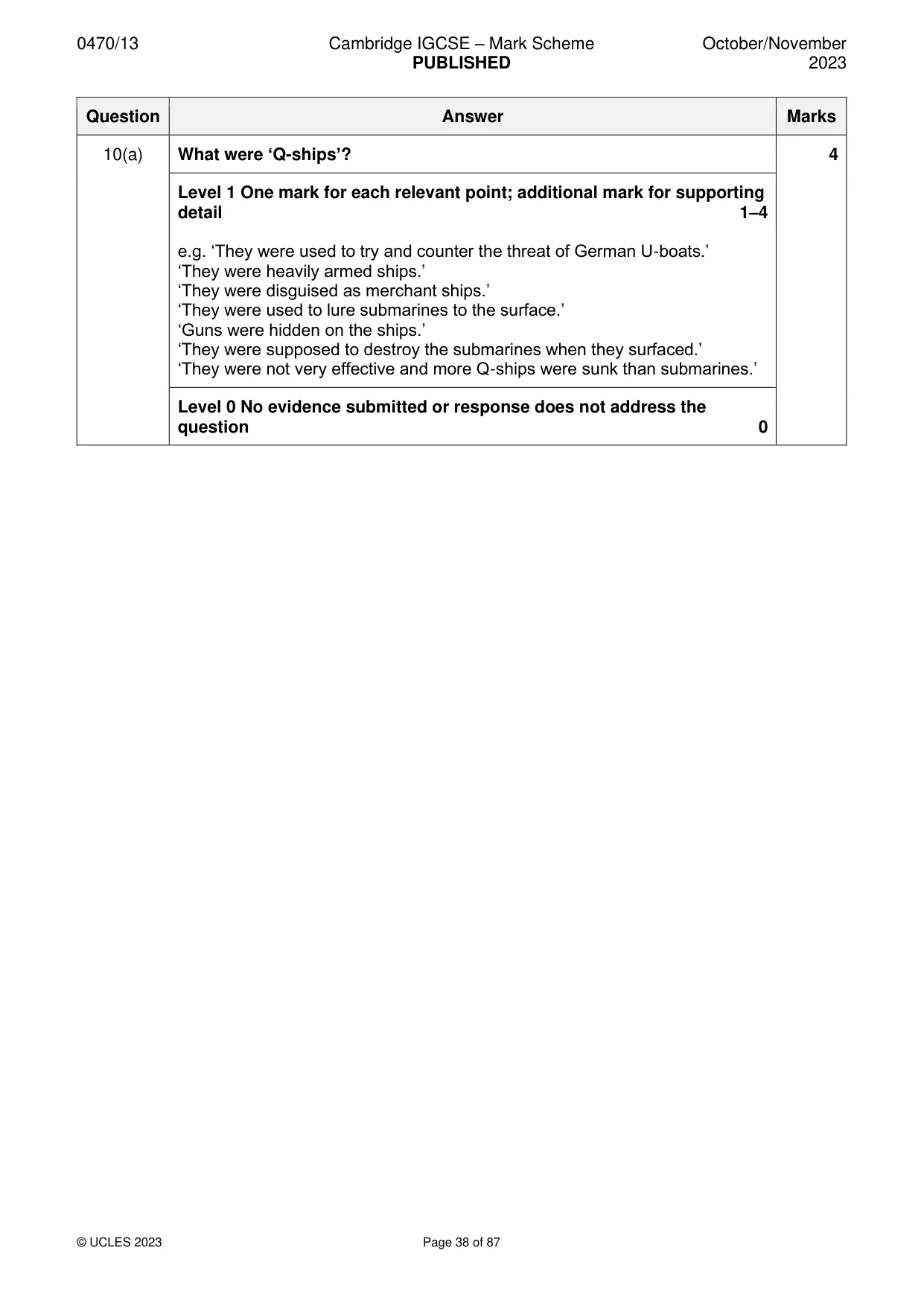 Mark scheme, page 38 of 87
