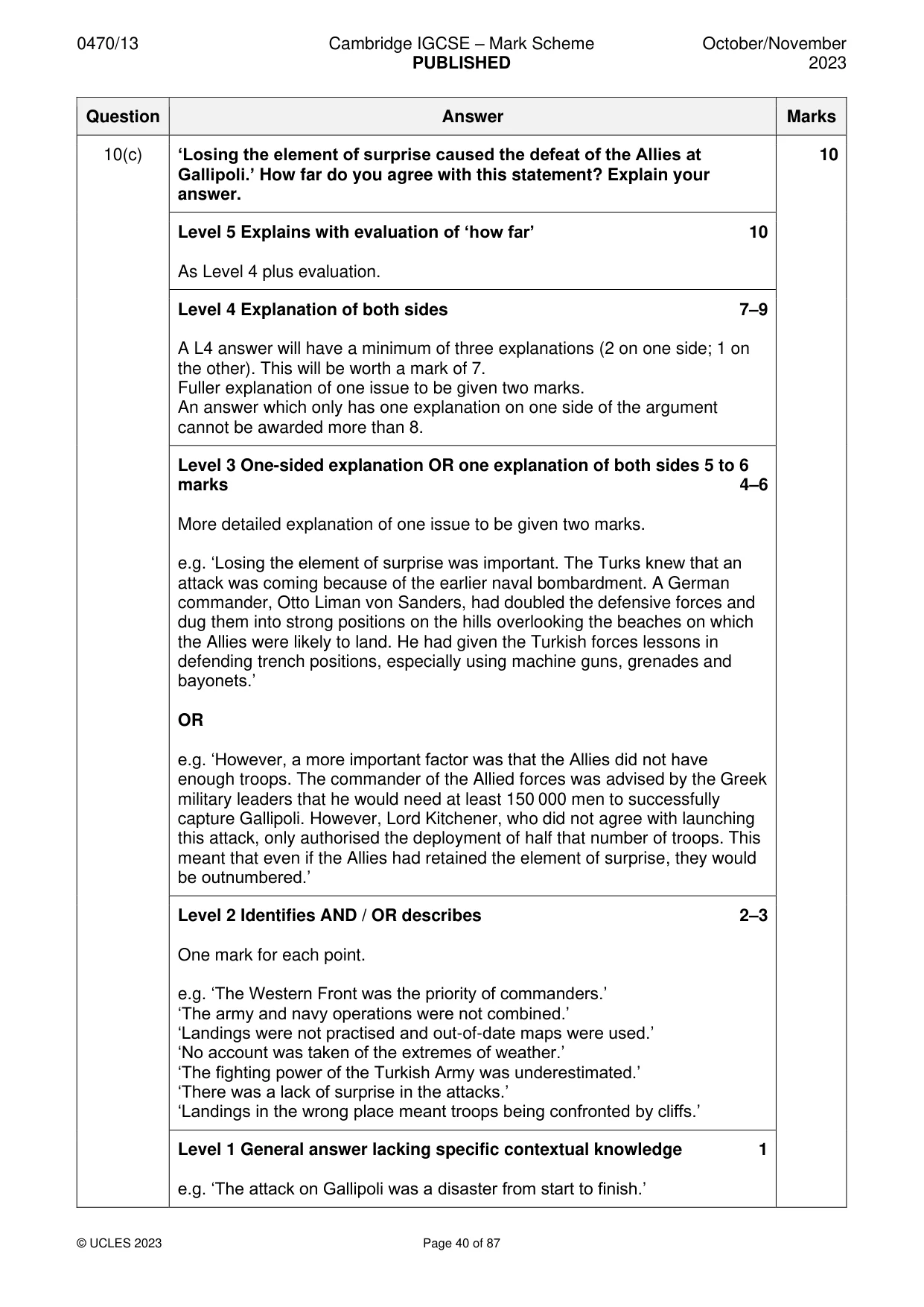 Mark scheme, page 40 of 87