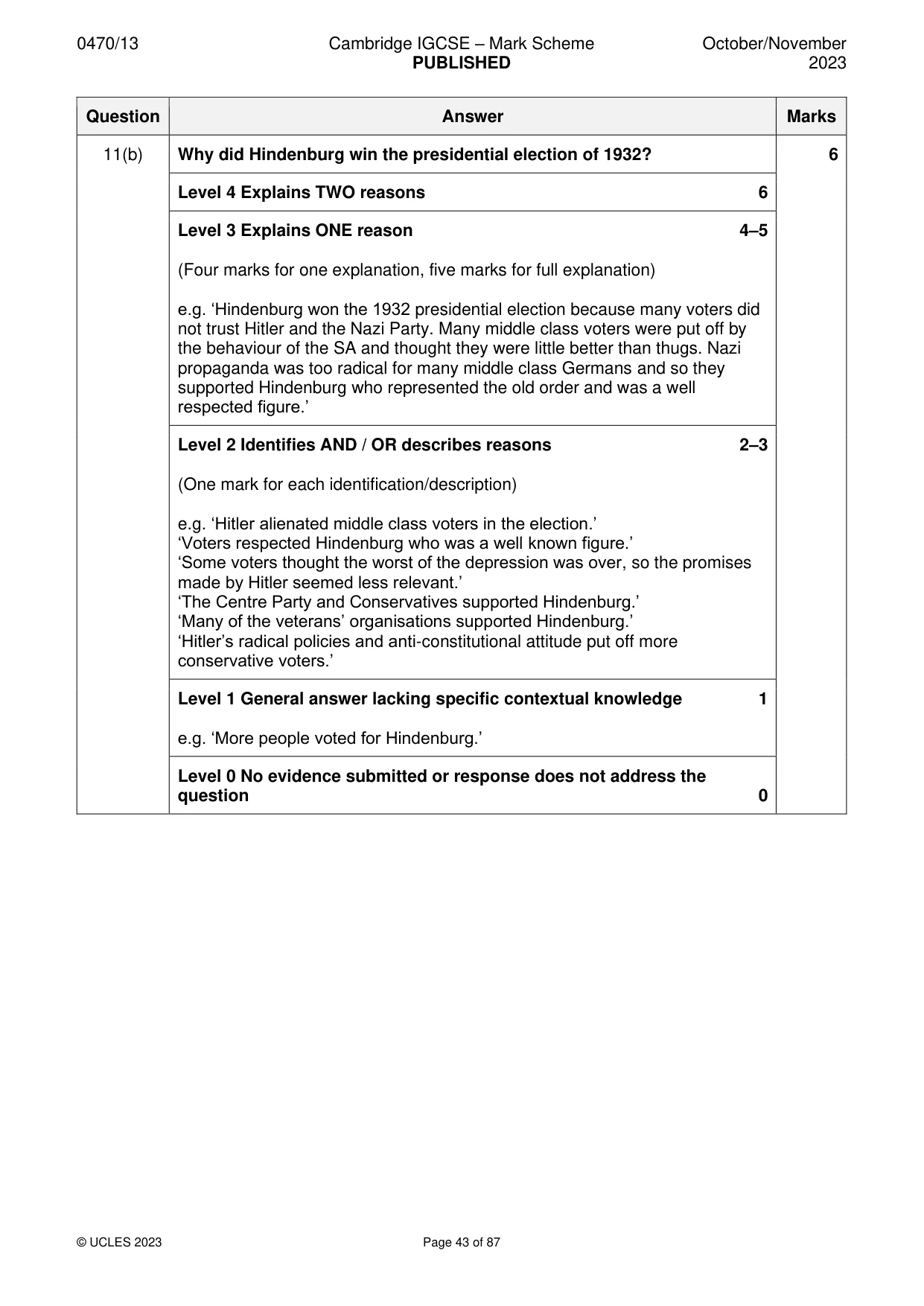 Mark scheme, page 43 of 87