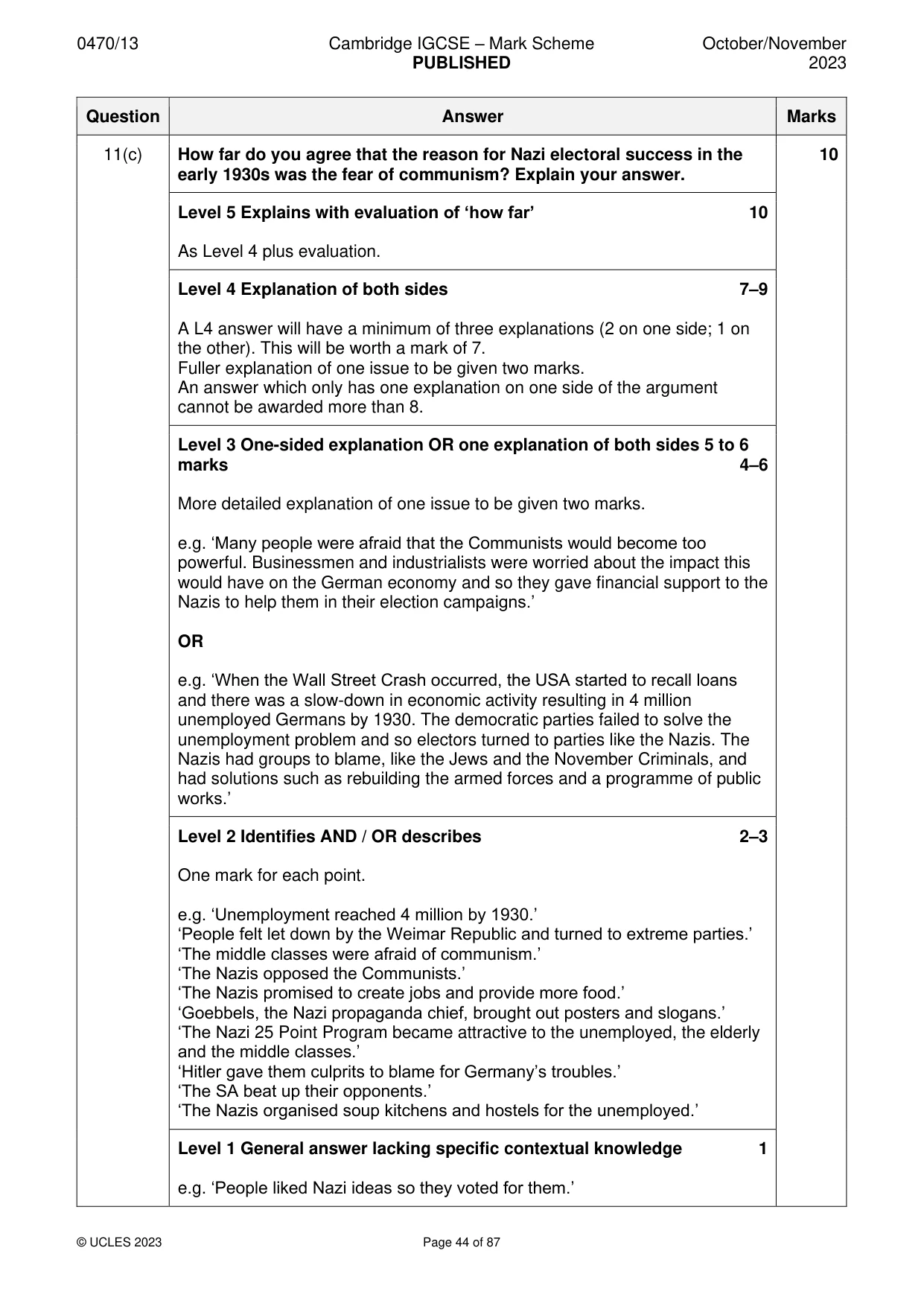 Mark scheme, page 44 of 87