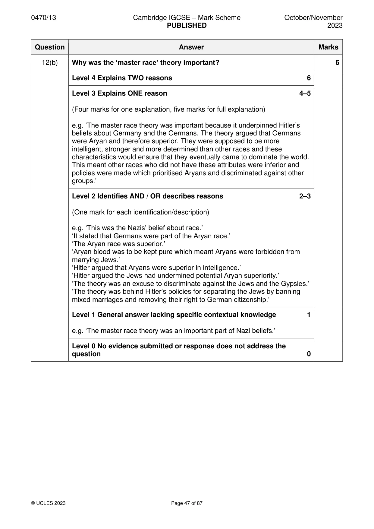 Mark scheme, page 47 of 87