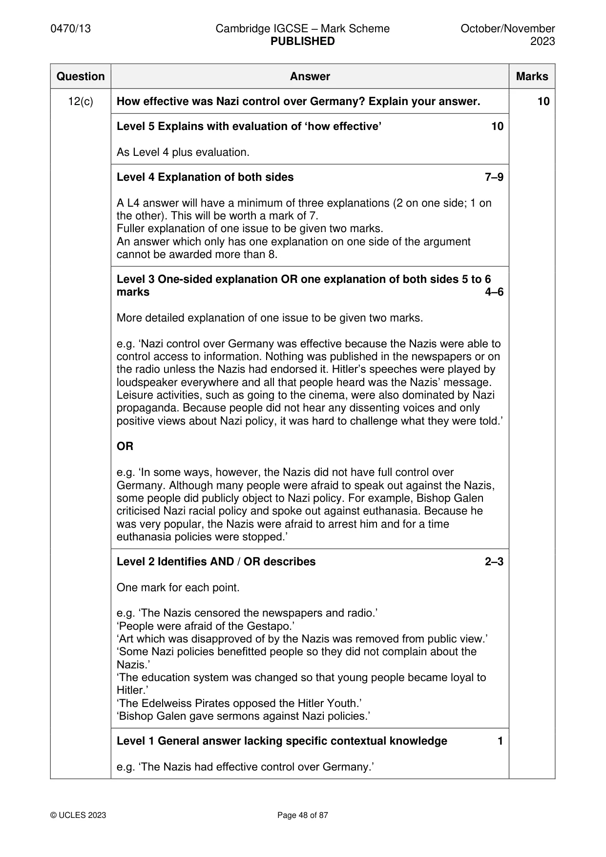 Mark scheme, page 48 of 87