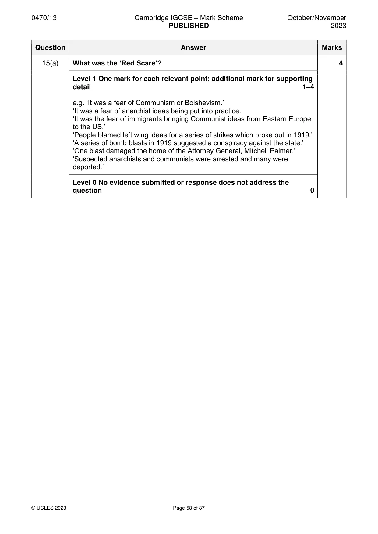 Mark scheme, page 58 of 87