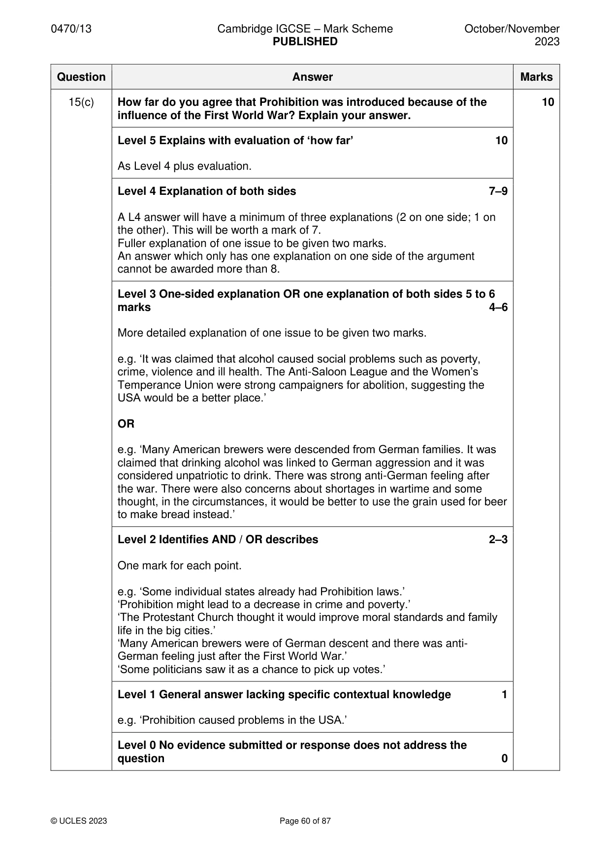 Mark scheme, page 60 of 87