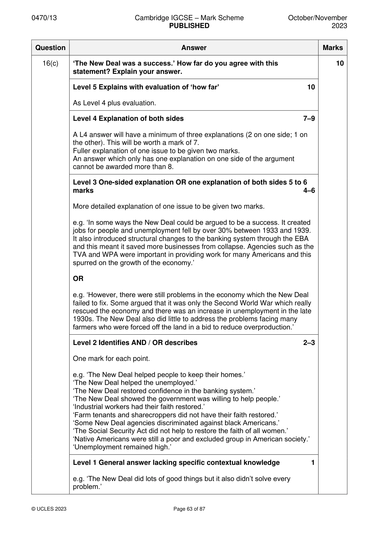 Mark scheme, page 63 of 87