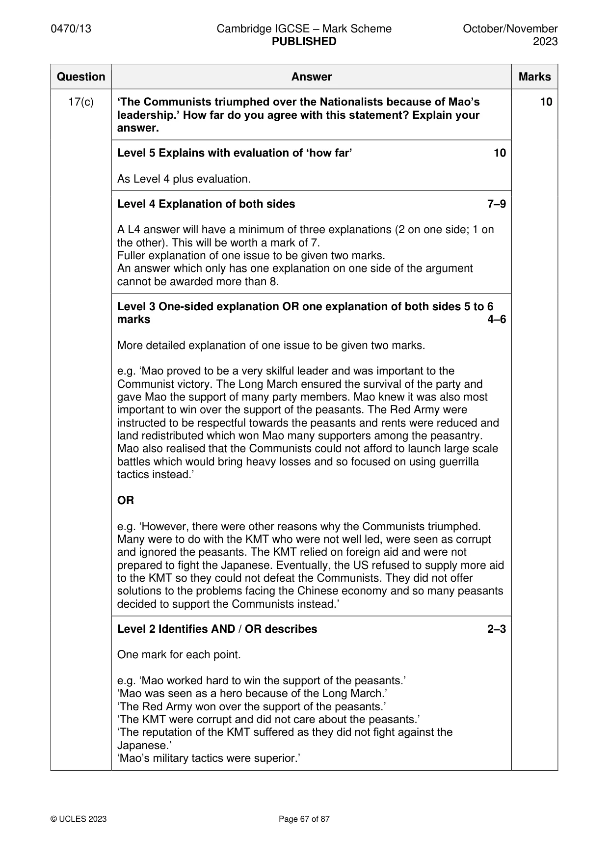 Mark scheme, page 67 of 87