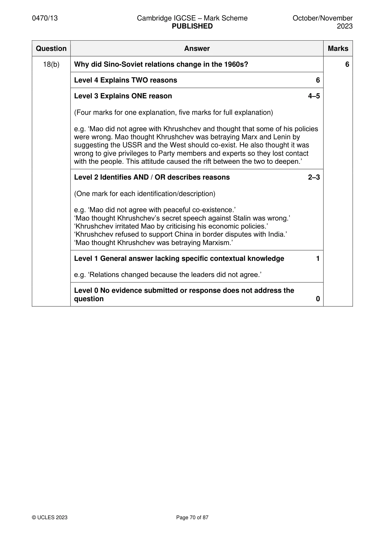 Mark scheme, page 70 of 87