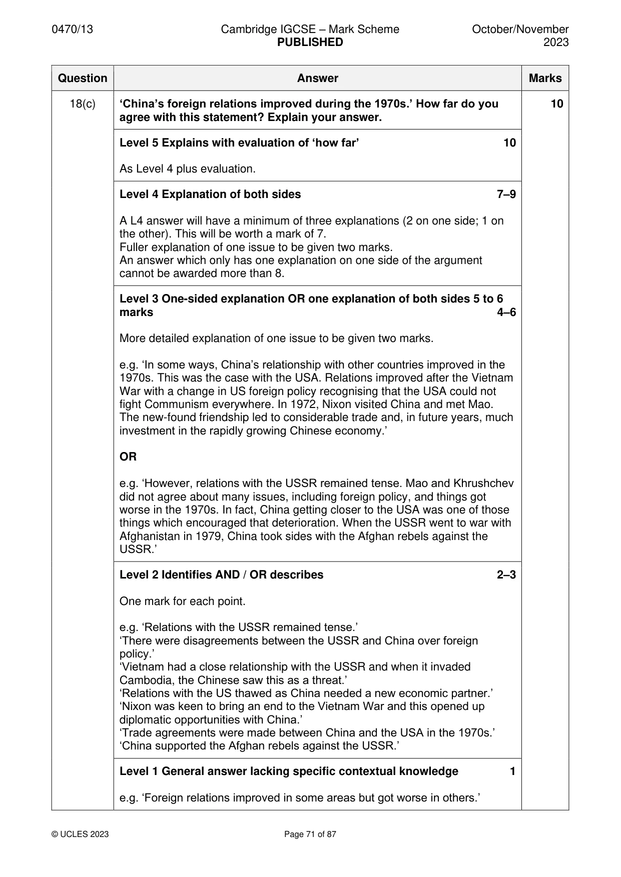 Mark scheme, page 71 of 87