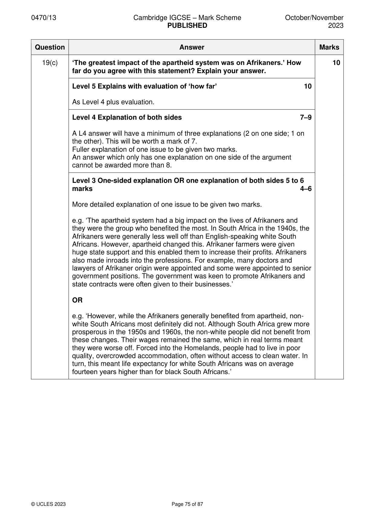 Mark scheme, page 75 of 87