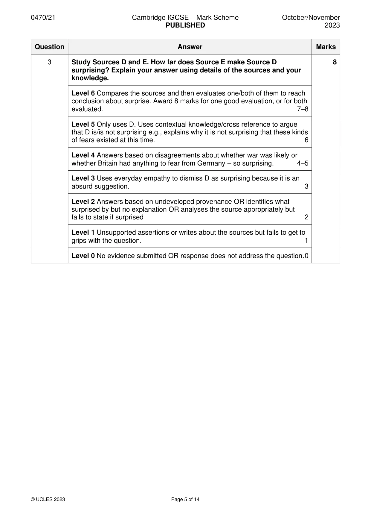 Mark scheme, page 5 of 14