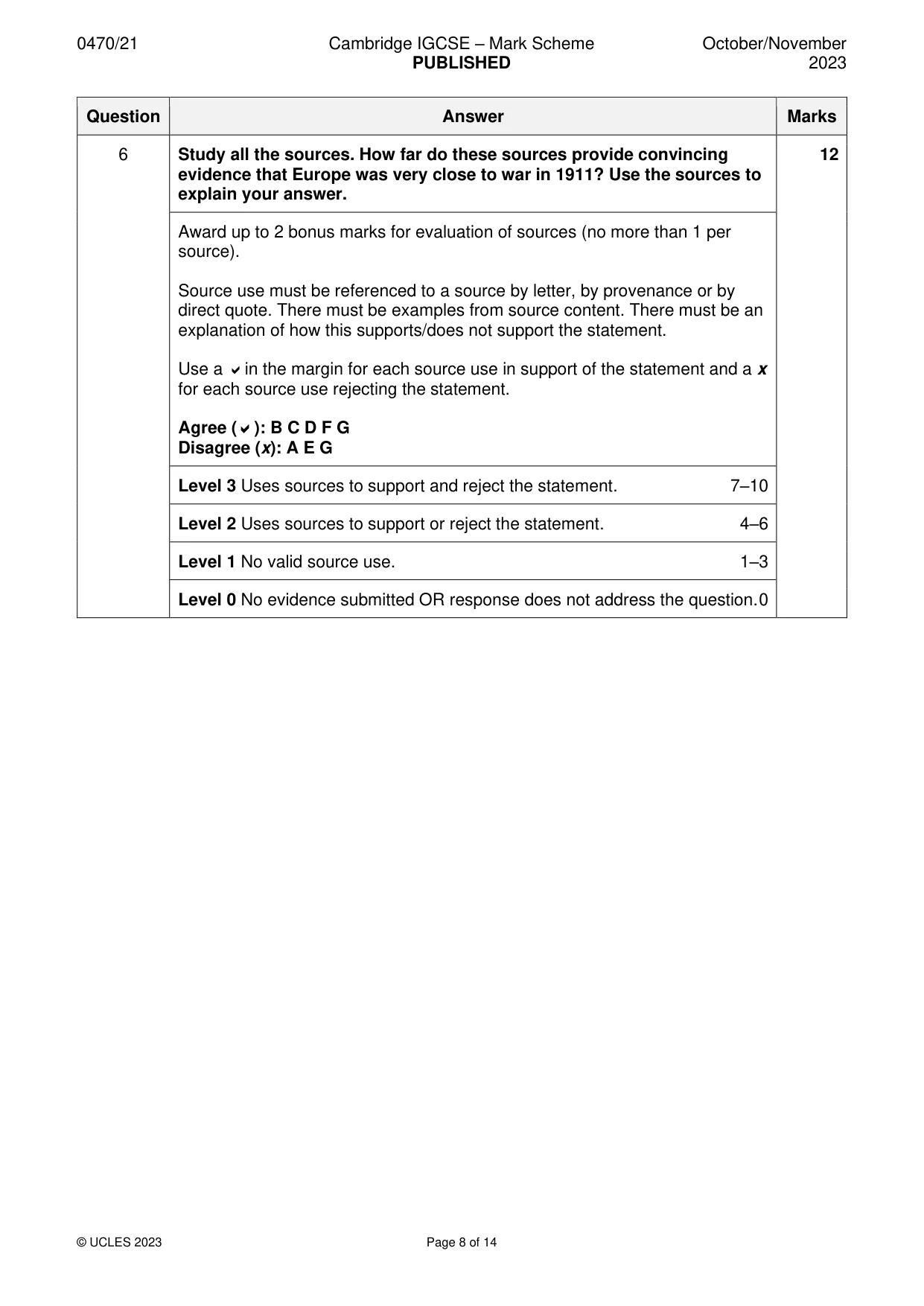 Mark scheme, page 8 of 14