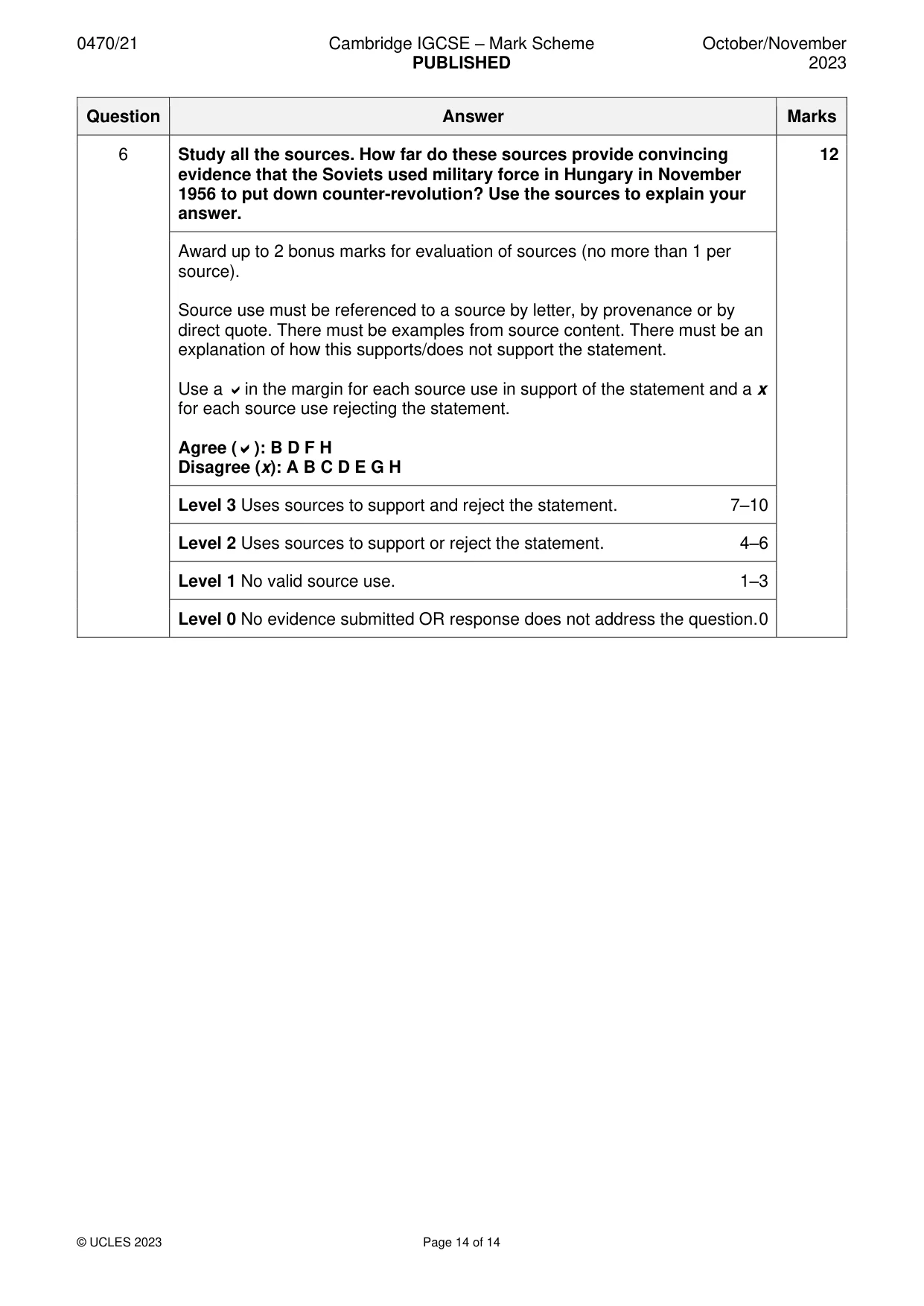 Mark scheme, page 14 of 14
