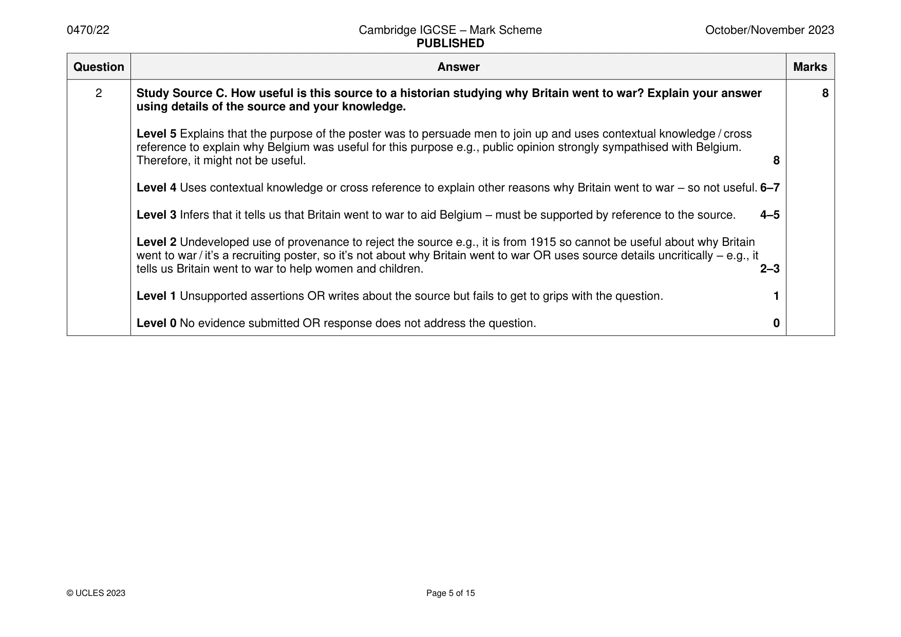 Mark scheme, page 5 of 15
