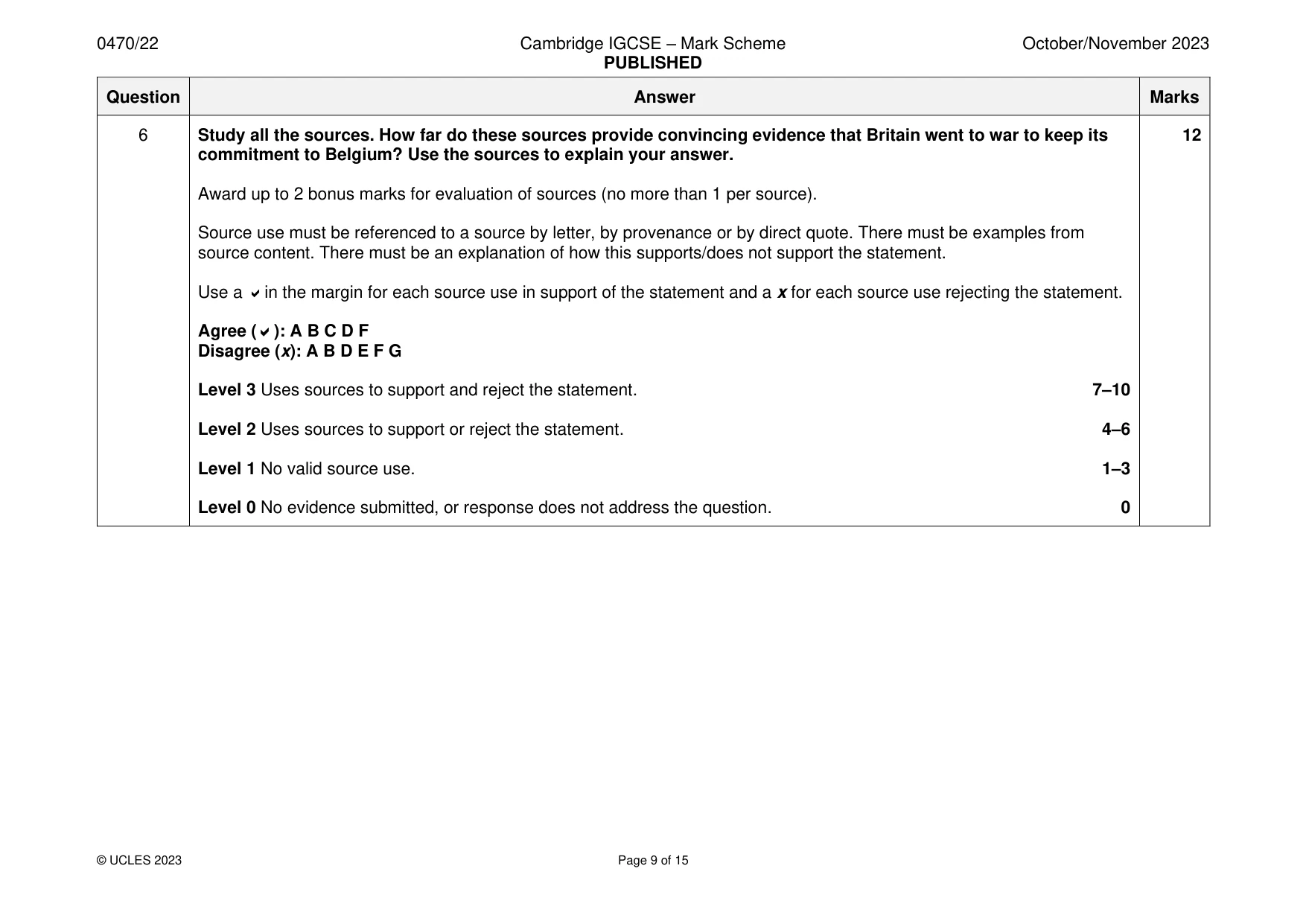 Mark scheme, page 9 of 15