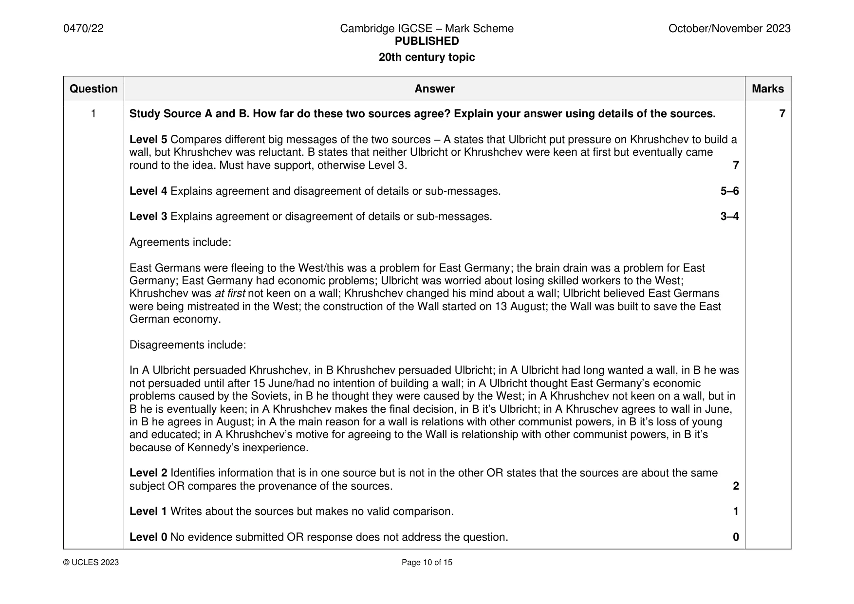 Mark scheme, page 10 of 15