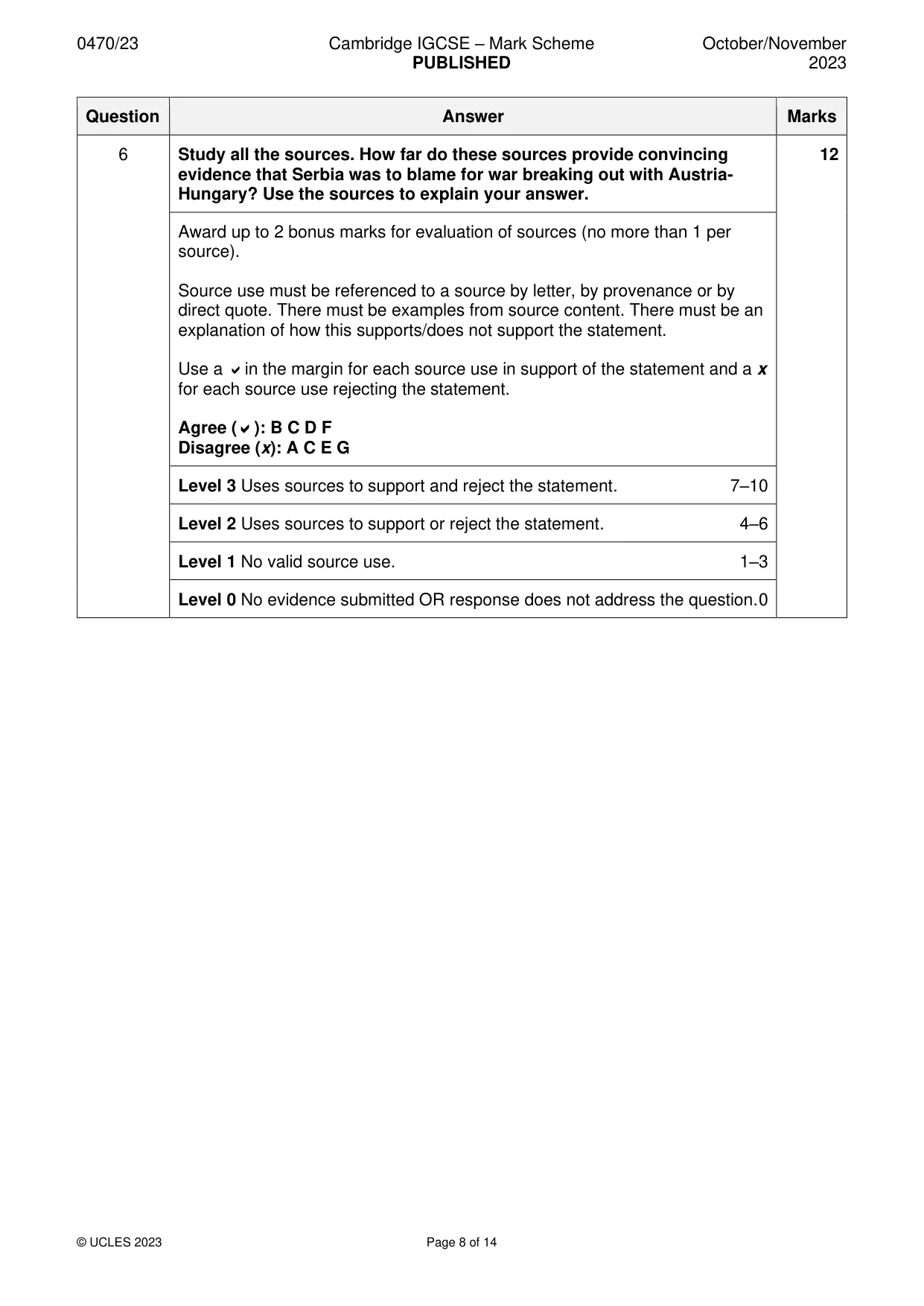 Mark scheme, page 8 of 14
