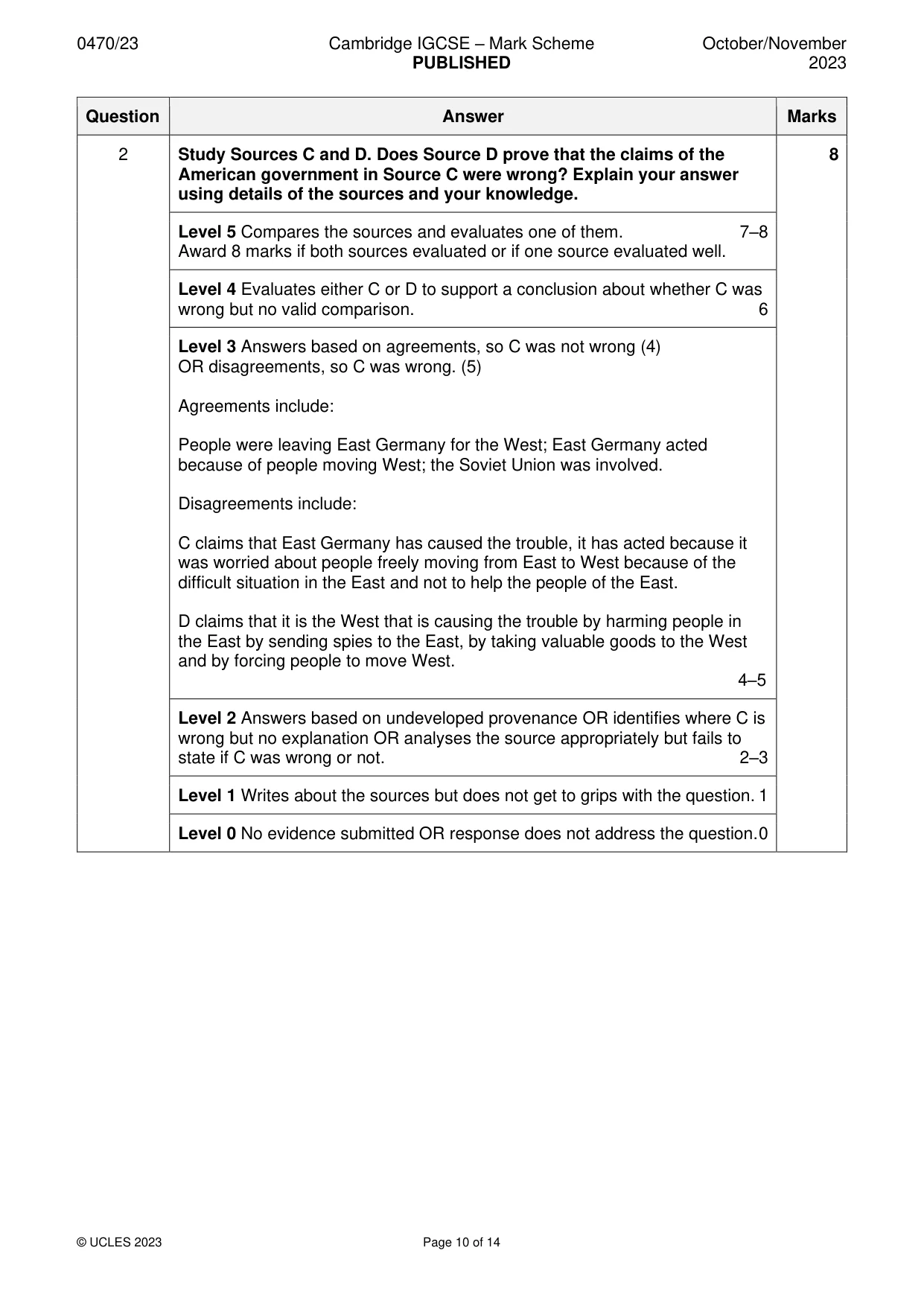 Mark scheme, page 10 of 14