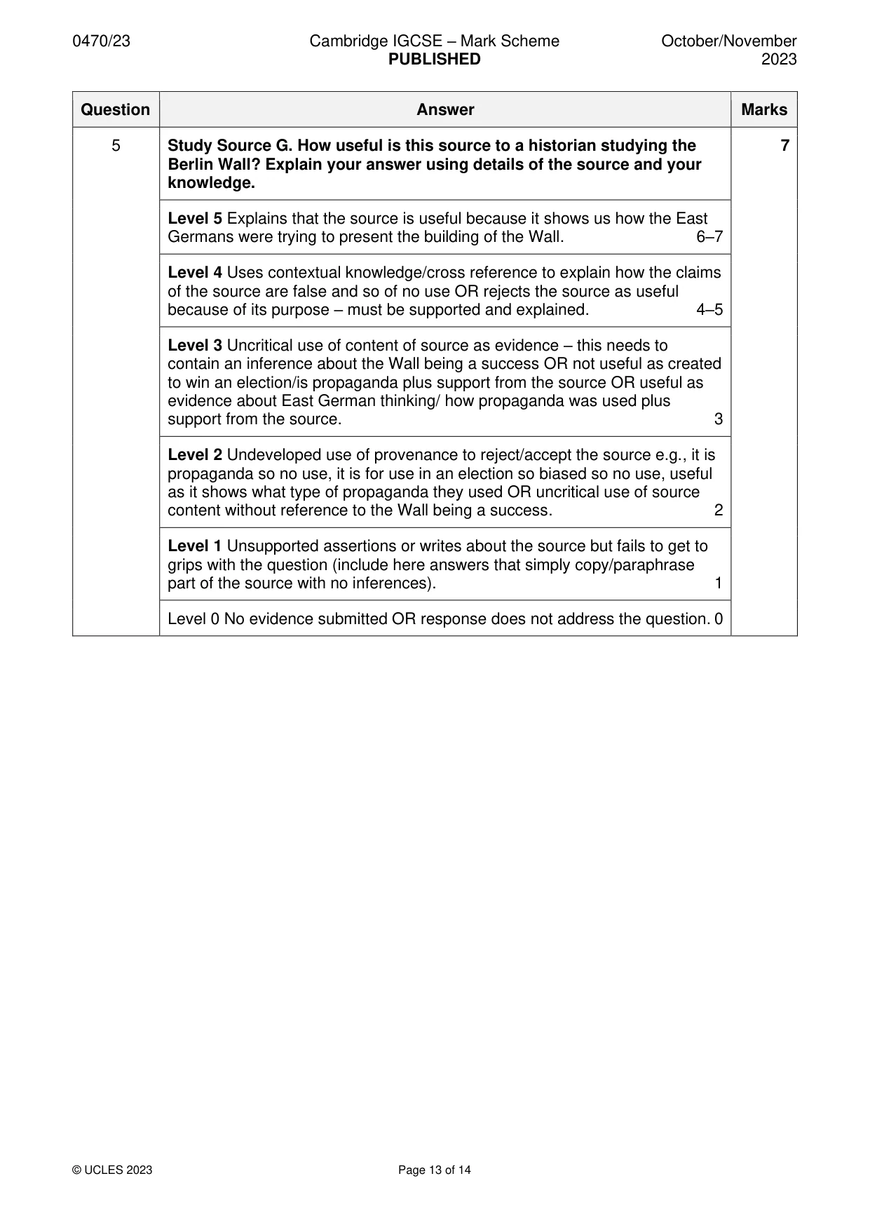 Mark scheme, page 13 of 14