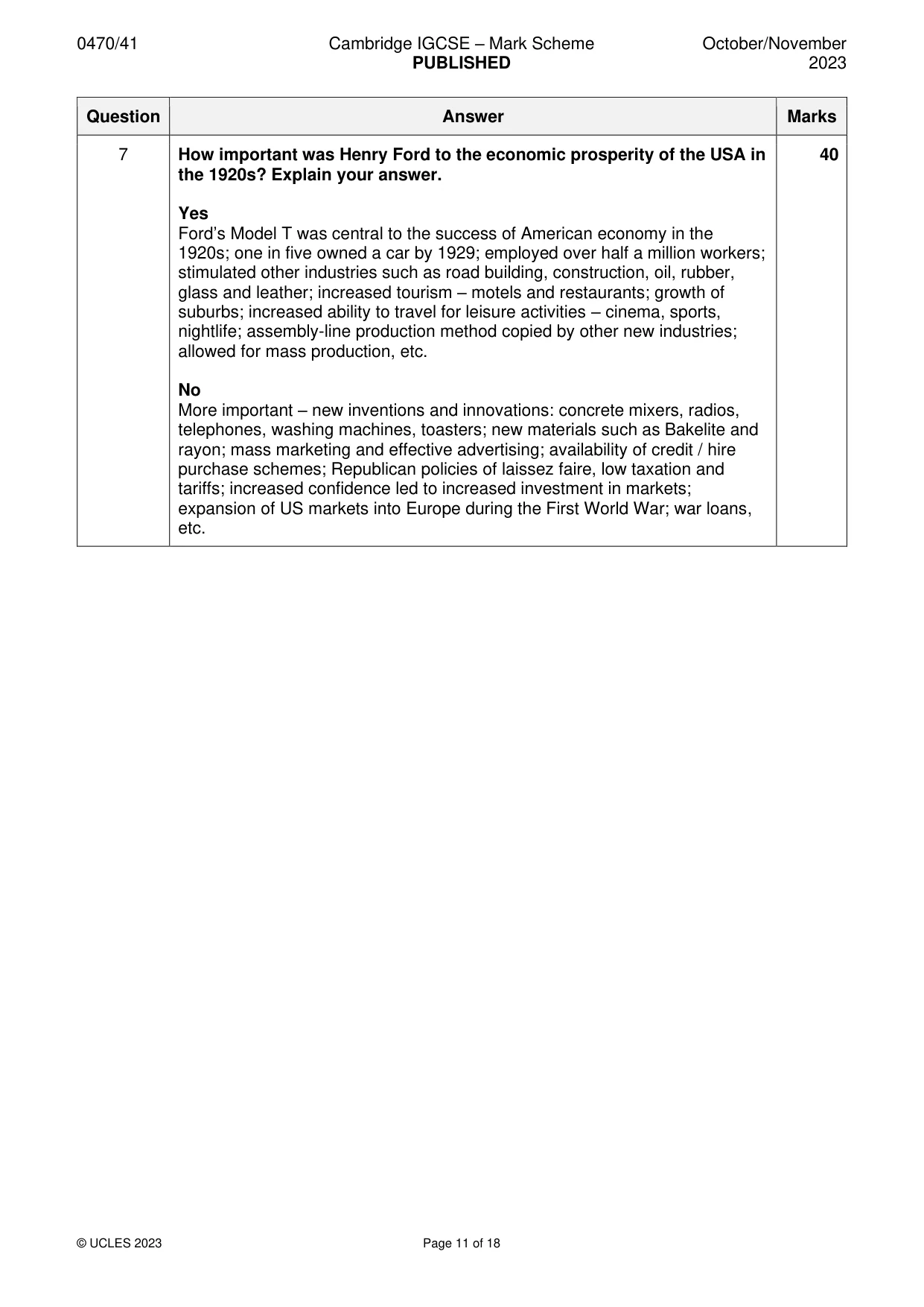 Mark scheme, page 11 of 18