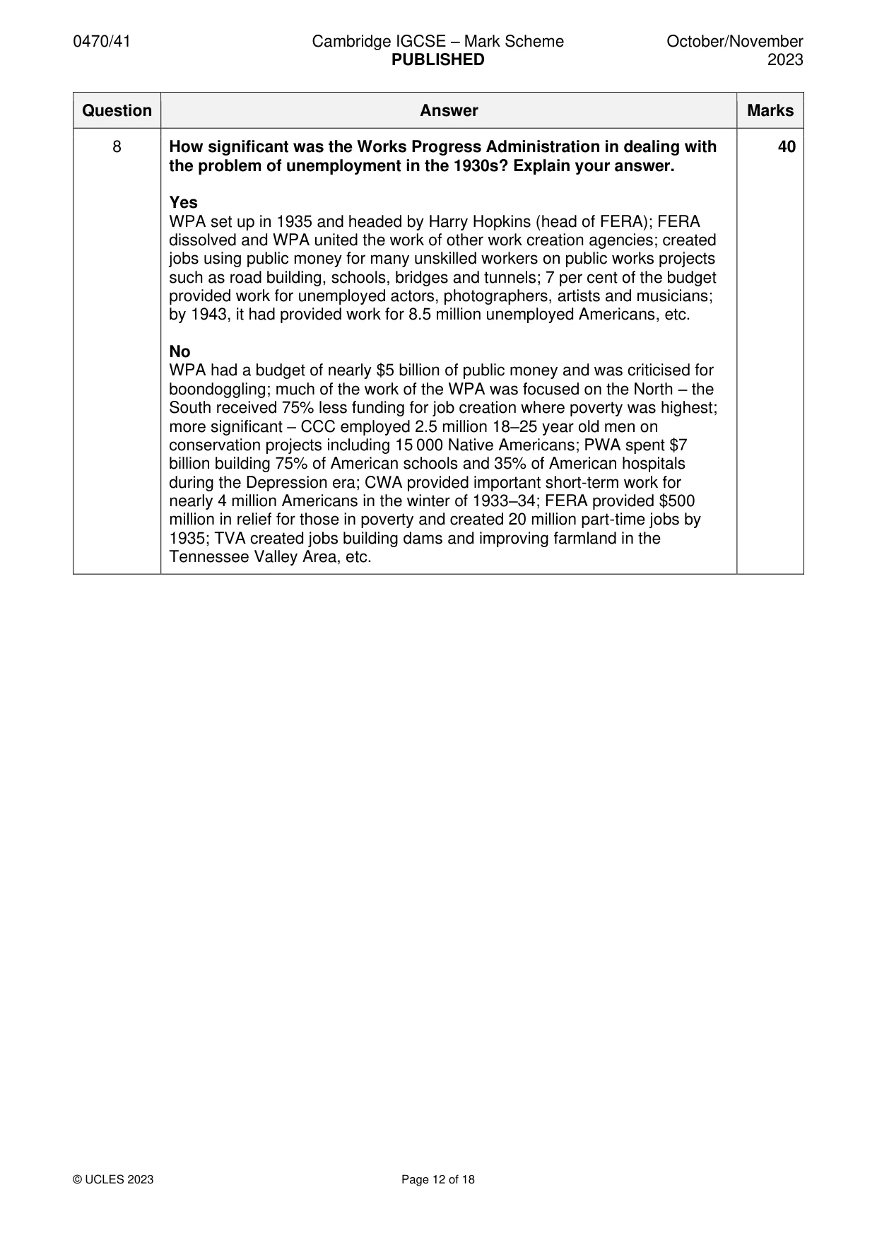 Mark scheme, page 12 of 18