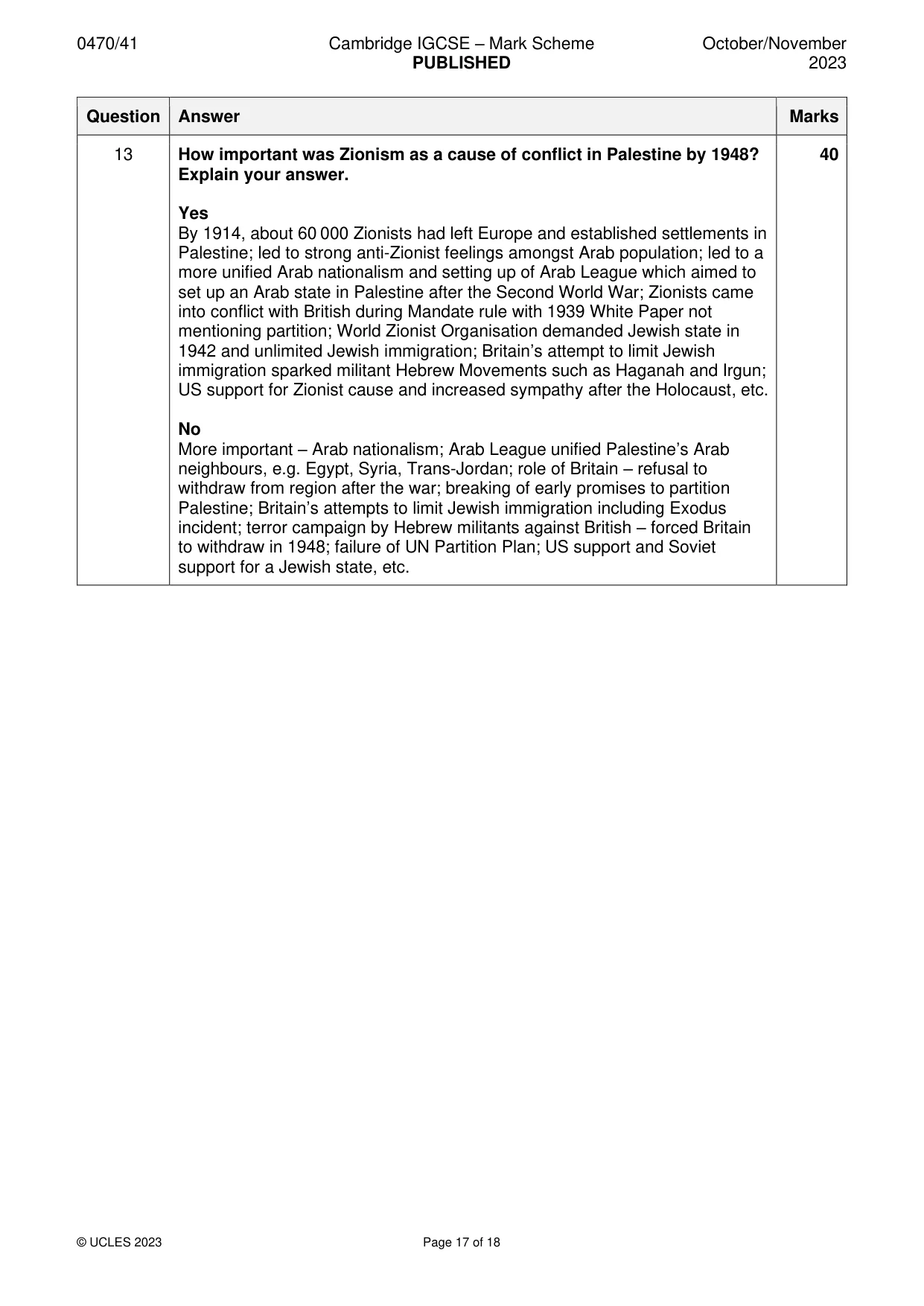 Mark scheme, page 17 of 18