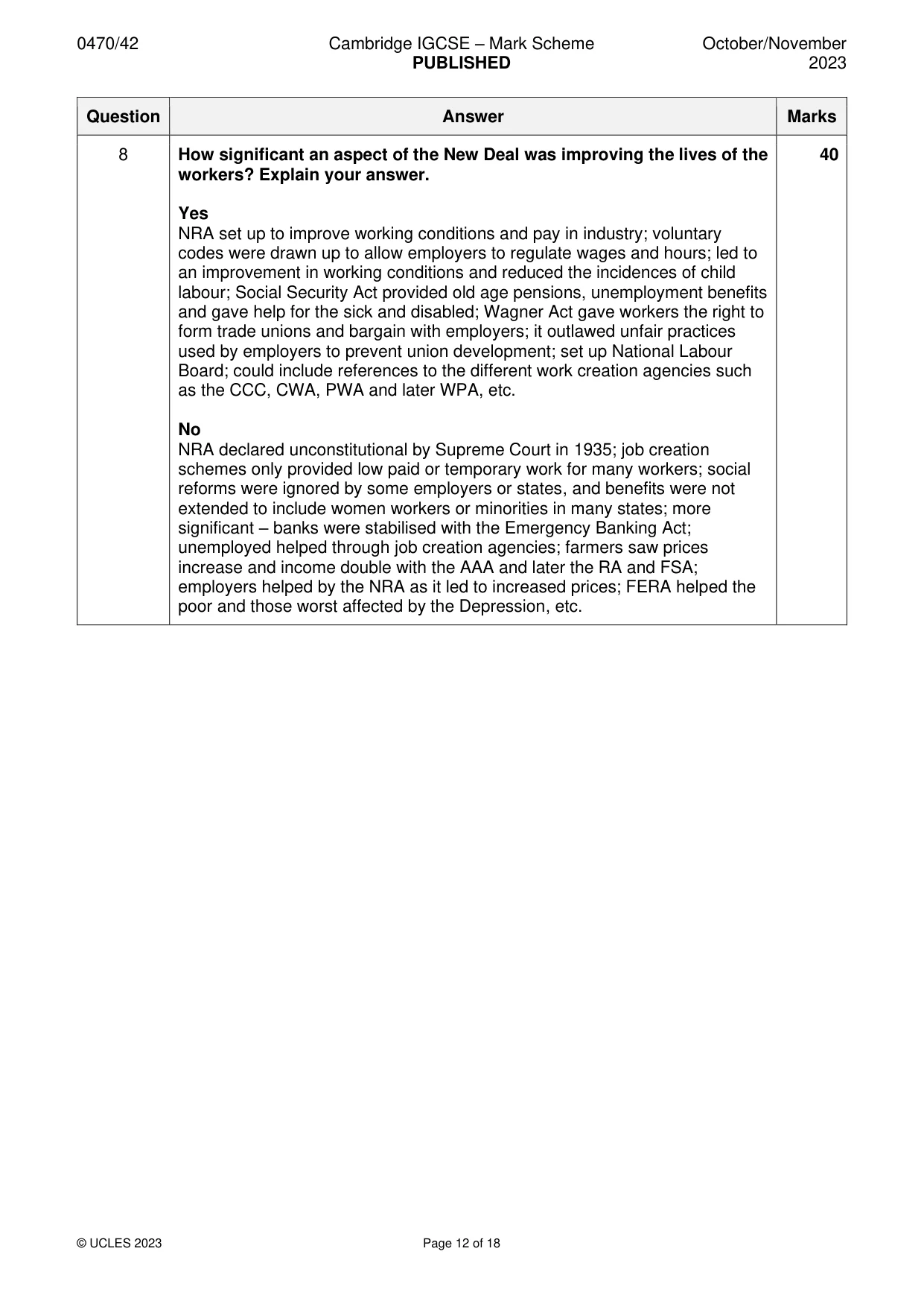 Mark scheme, page 12 of 18