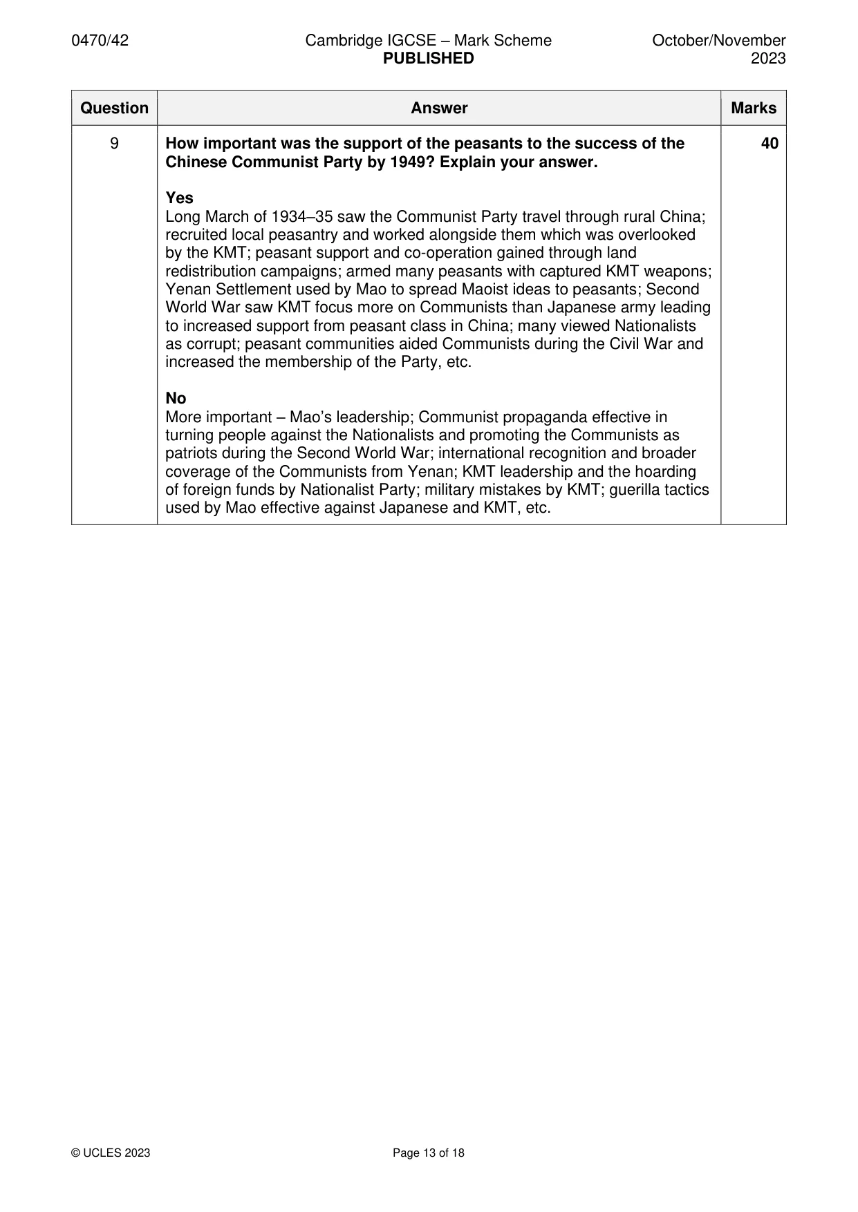 Mark scheme, page 13 of 18