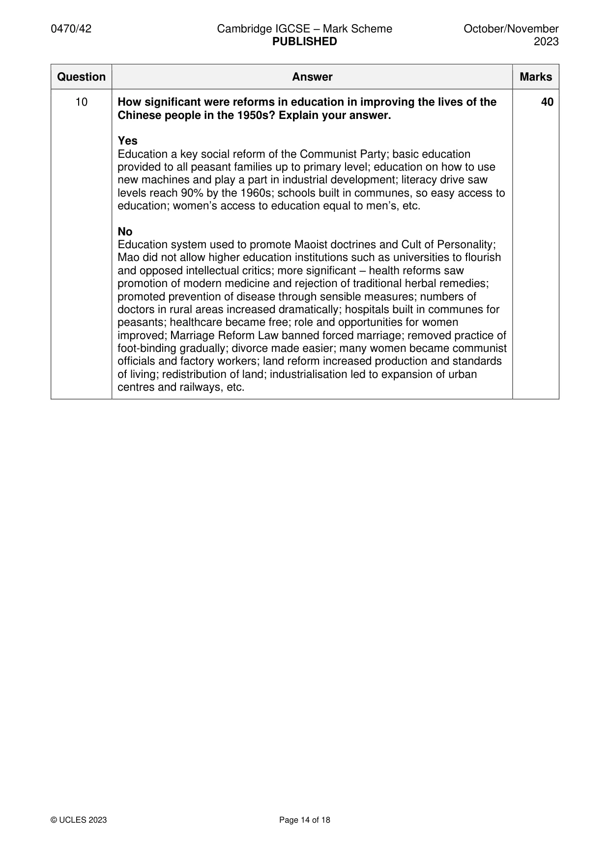 Mark scheme, page 14 of 18