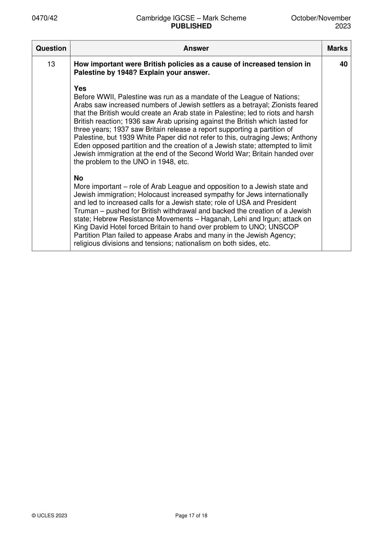 Mark scheme, page 17 of 18