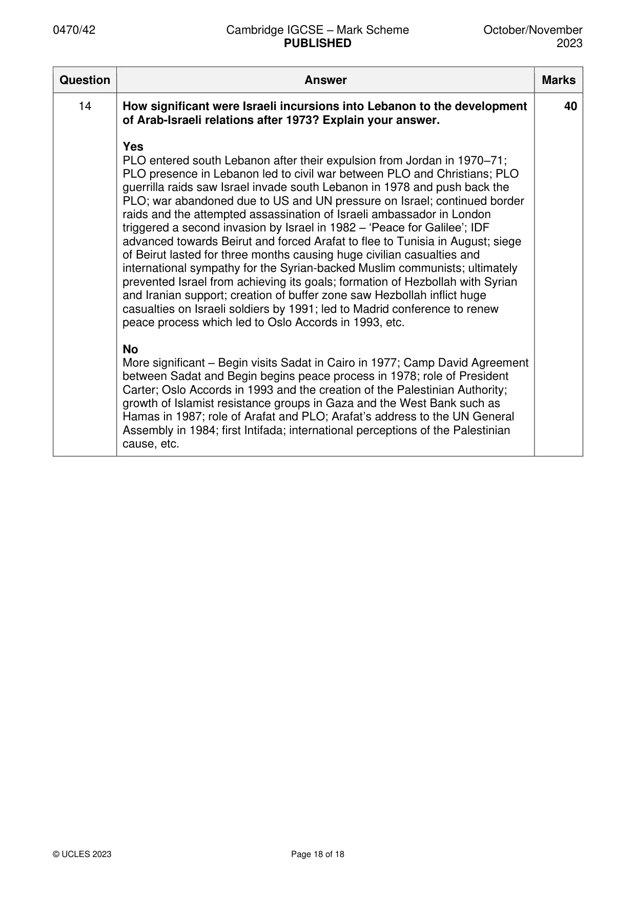 Mark scheme, page 18 of 18