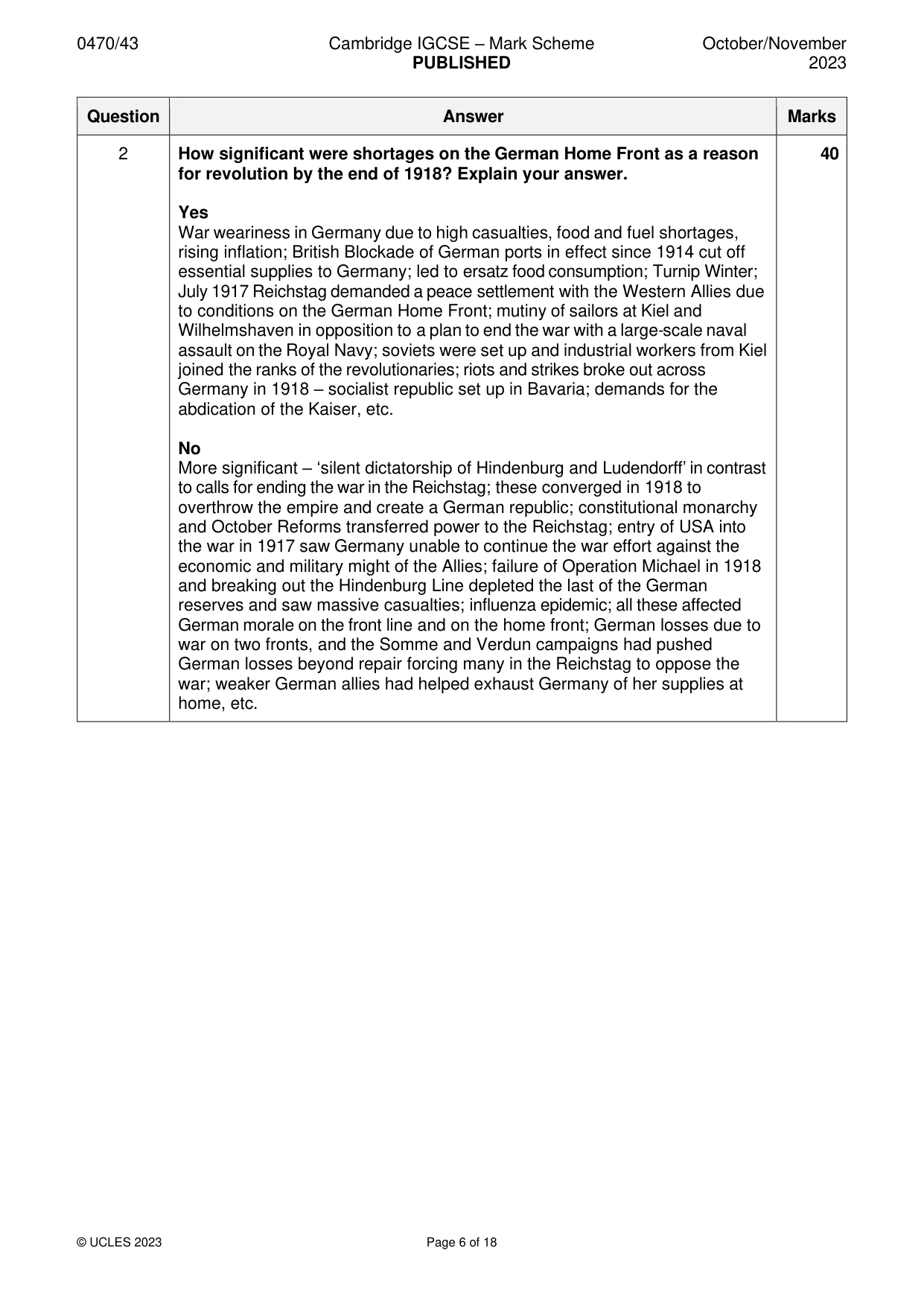 Mark scheme, page 6 of 18