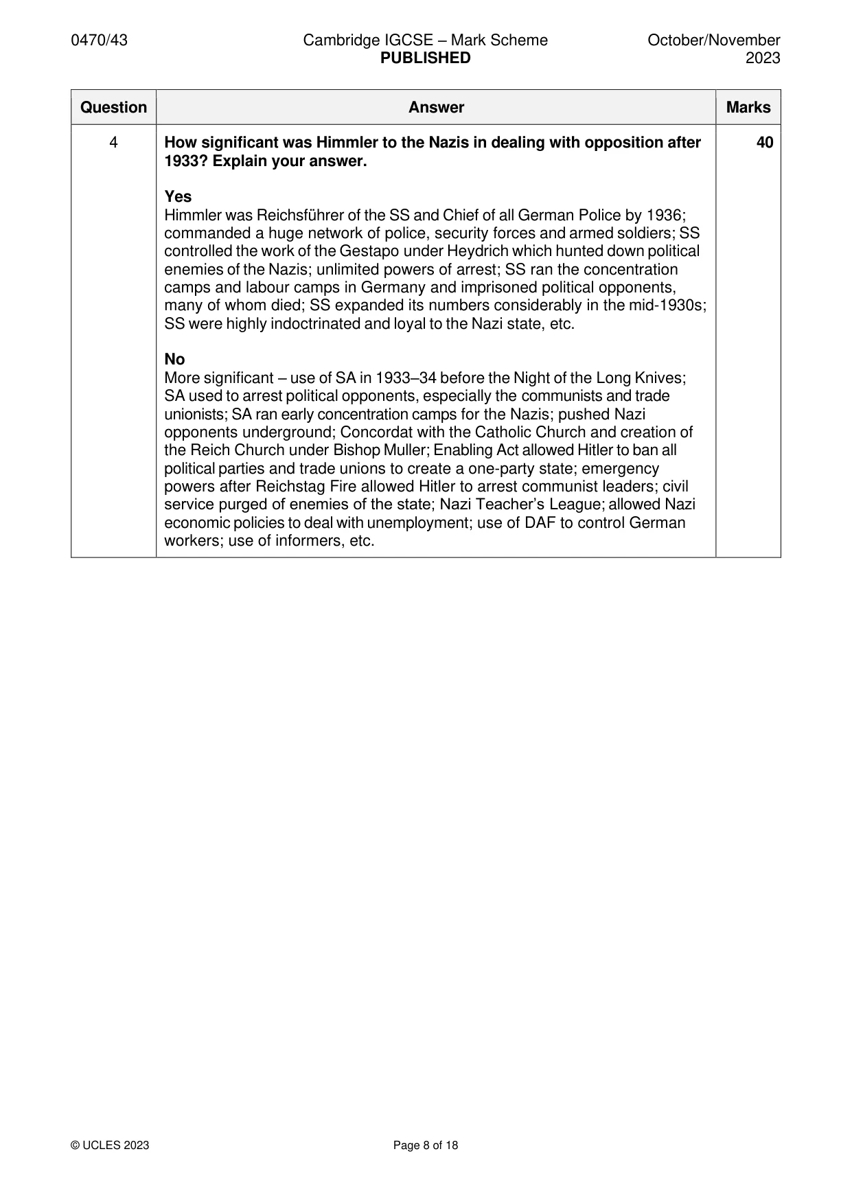 Mark scheme, page 8 of 18