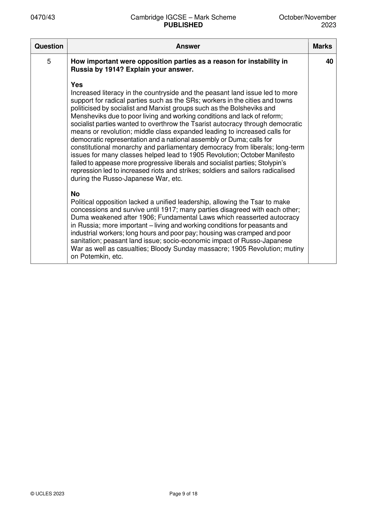 Mark scheme, page 9 of 18