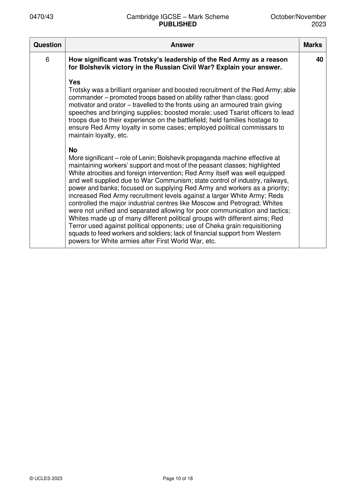 Mark scheme, page 10 of 18