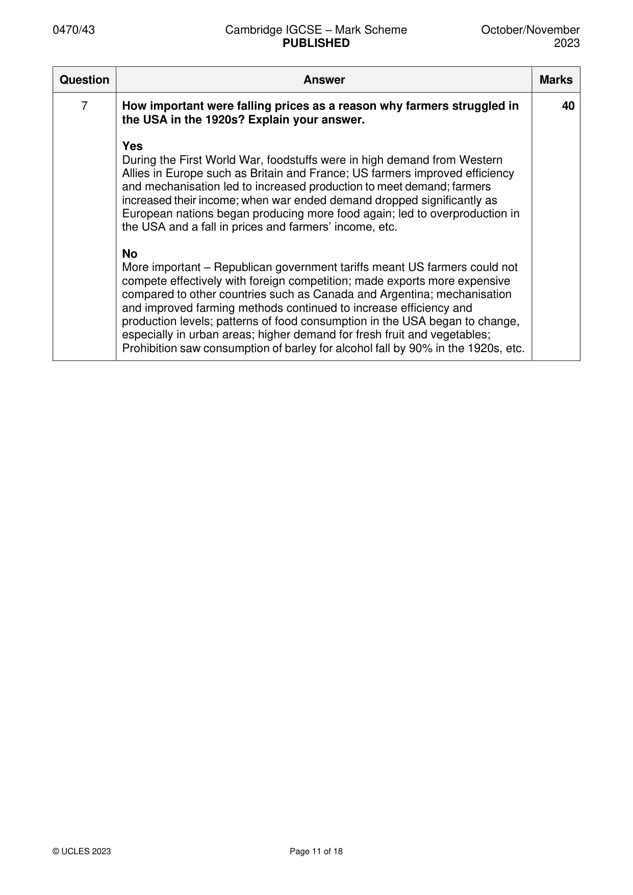 Mark scheme, page 11 of 18