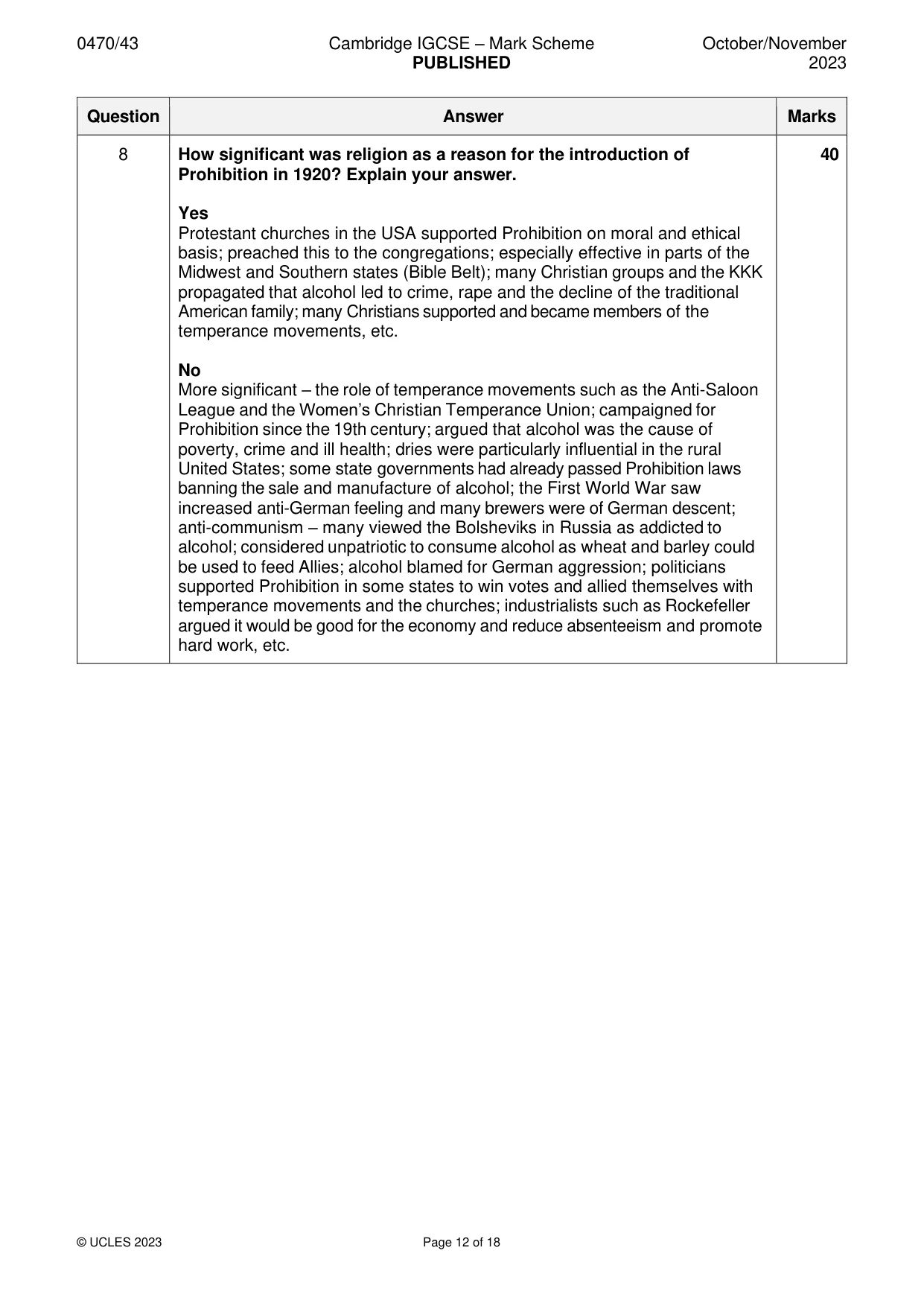 Mark scheme, page 12 of 18