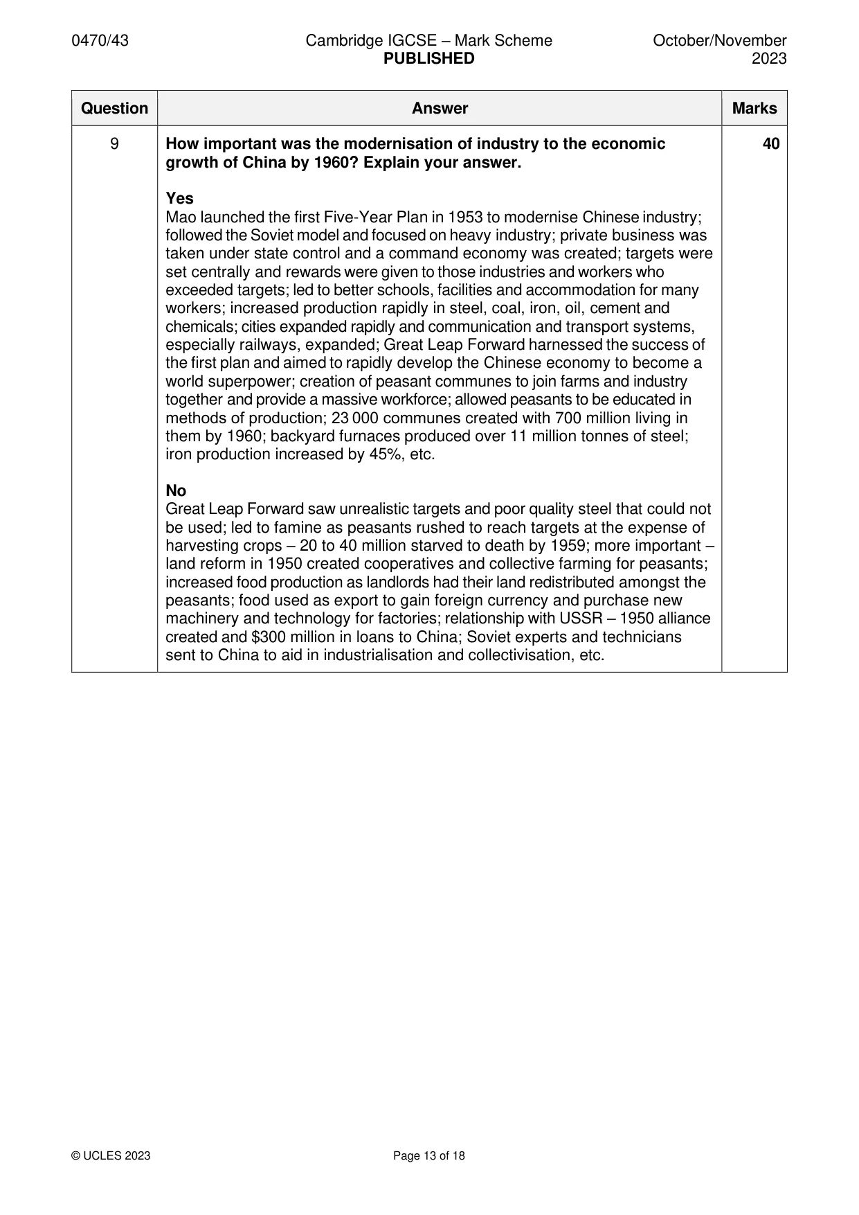 Mark scheme, page 13 of 18