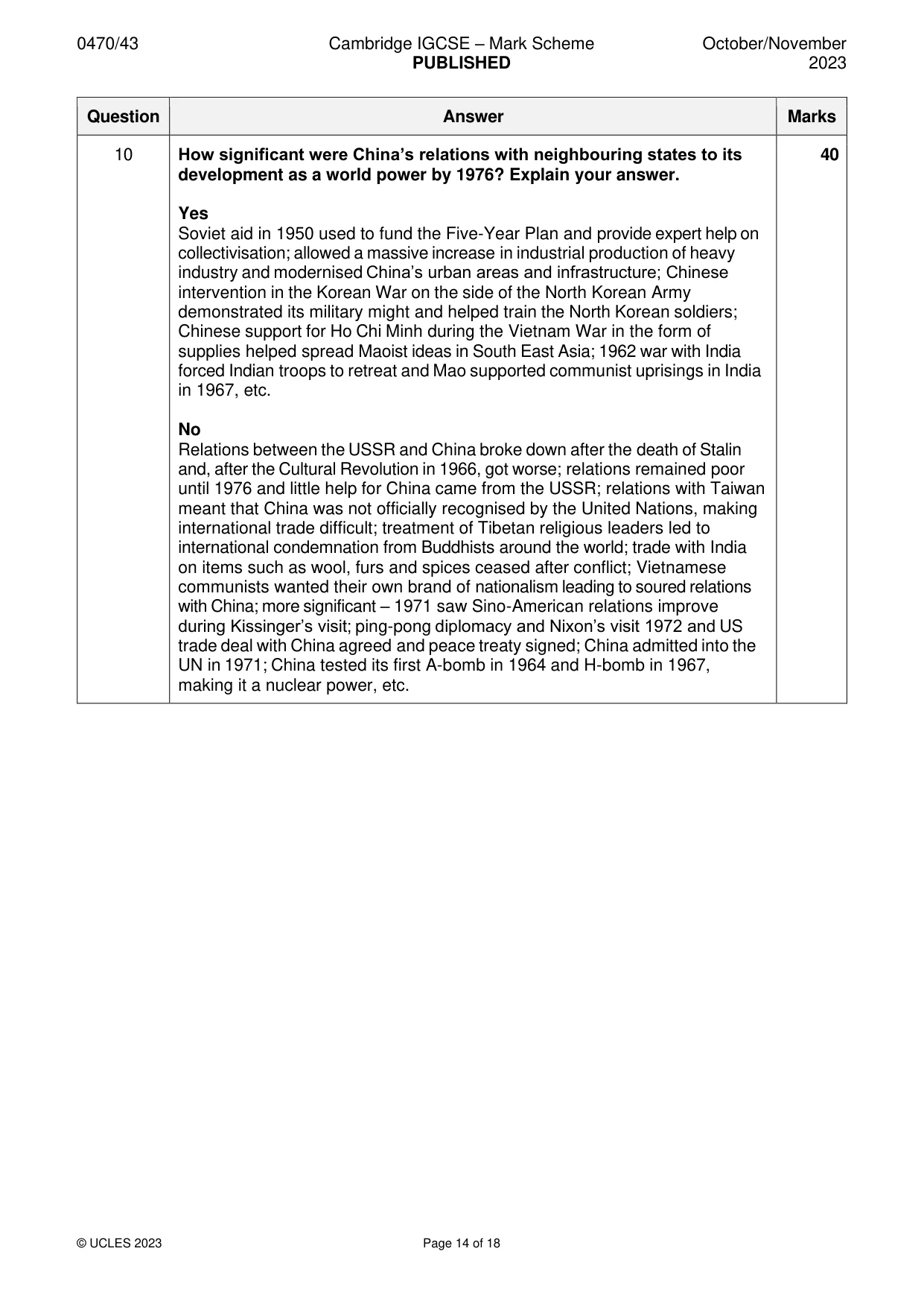 Mark scheme, page 14 of 18