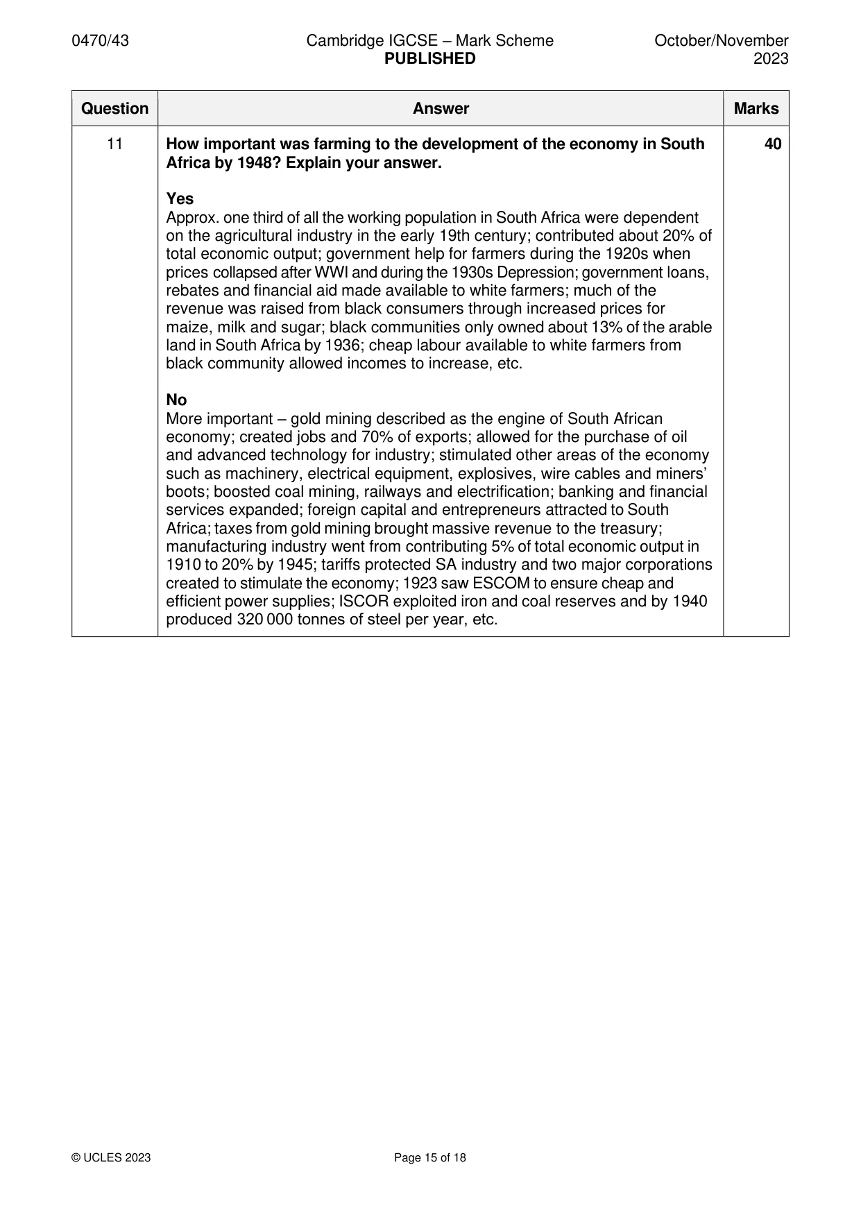Mark scheme, page 15 of 18