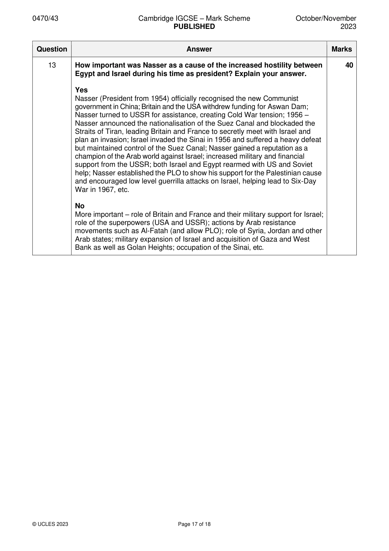Mark scheme, page 17 of 18