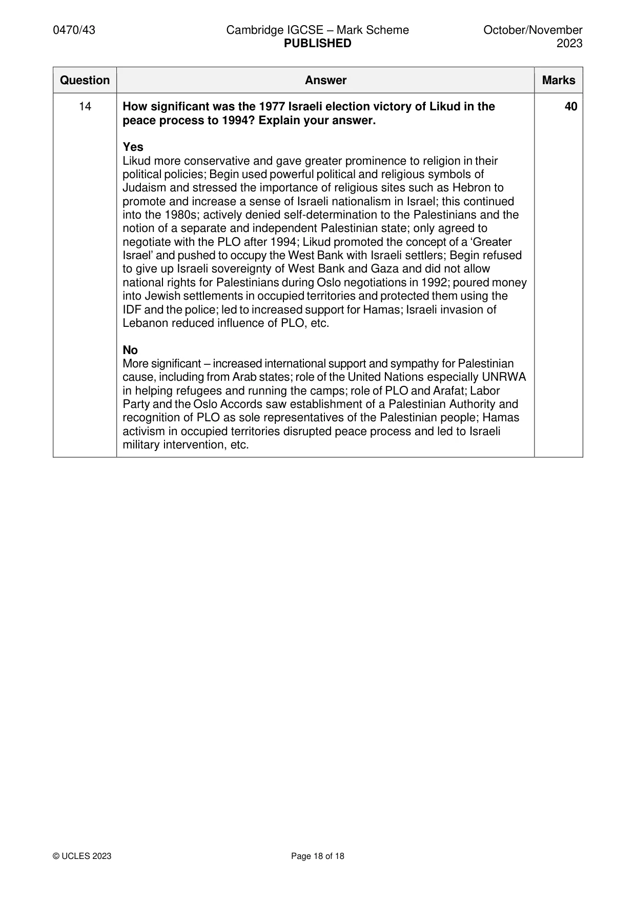 Mark scheme, page 18 of 18