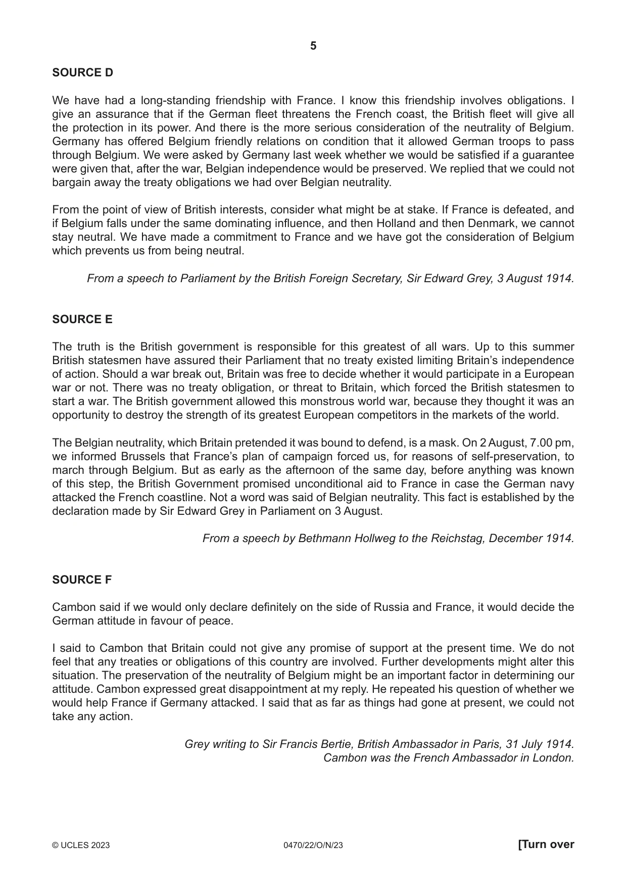 Cambridge IGCSE History 0470 2023 Oct/Nov Paper 2 · Variant 2 question paper, page 5 of 16