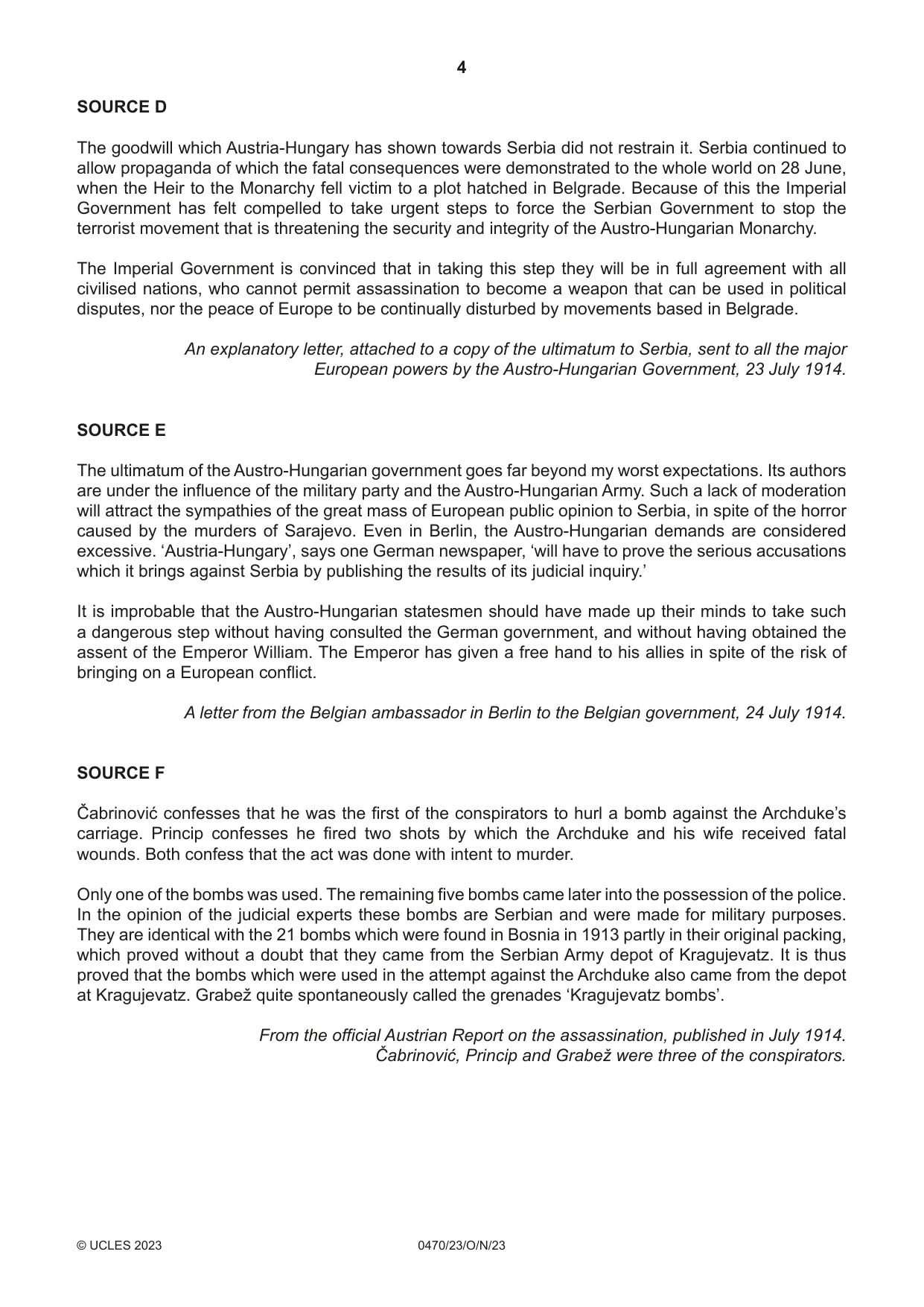 Cambridge IGCSE History 0470 2023 Oct/Nov Paper 2 · Variant 3 question paper, page 4 of 16