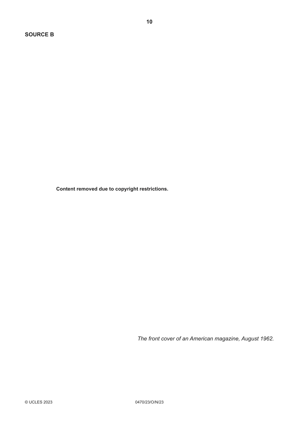 Cambridge IGCSE History 0470 2023 Oct/Nov Paper 2 · Variant 3 question paper, page 10 of 16