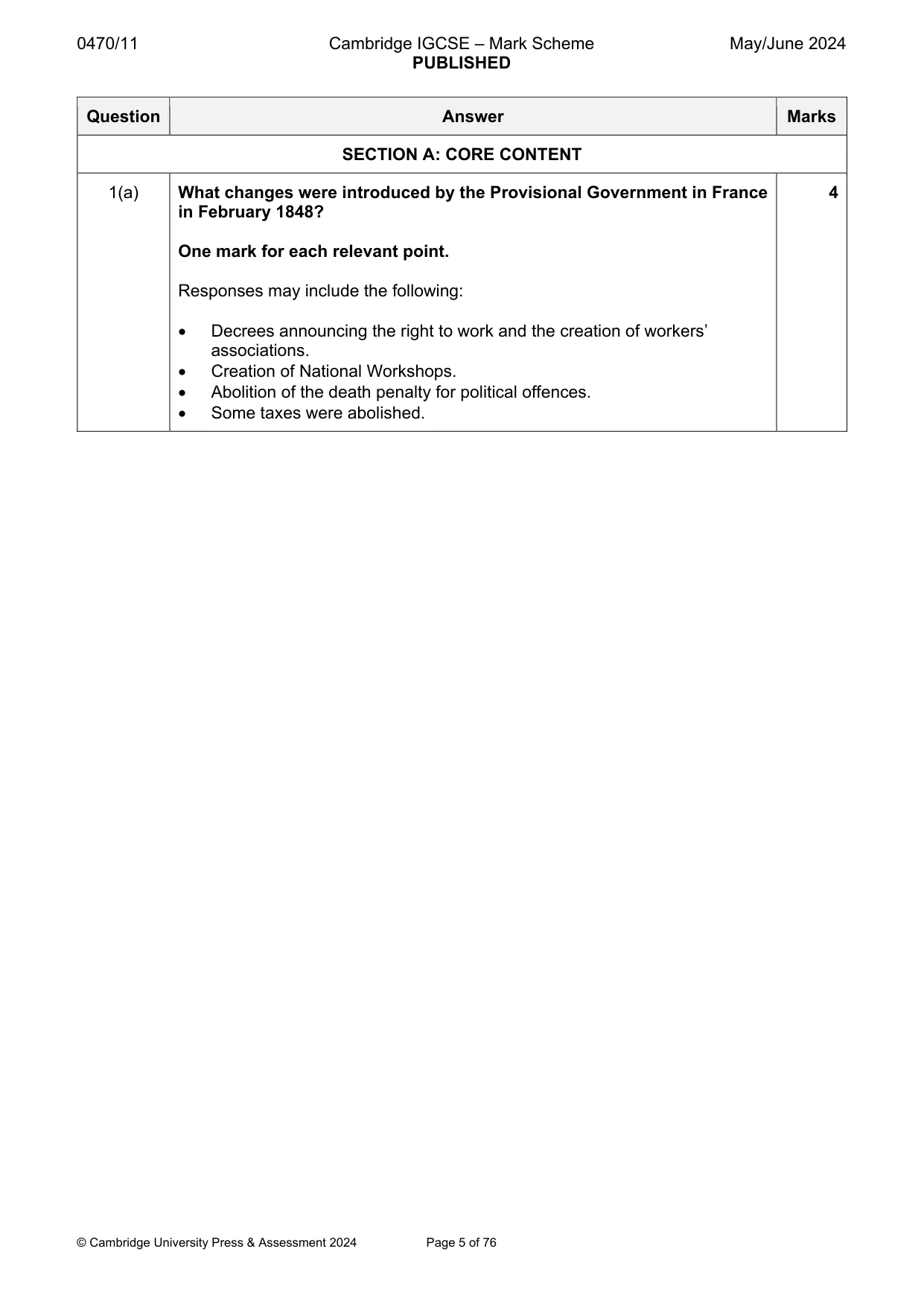 Mark scheme, page 5 of 76