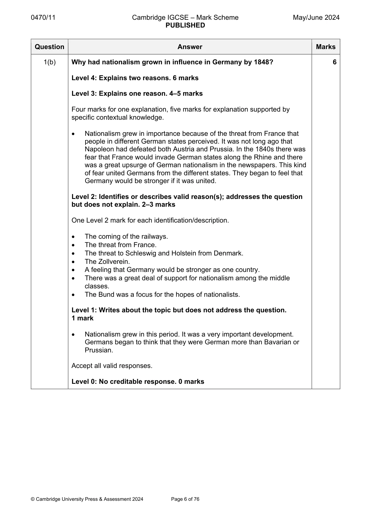Mark scheme, page 6 of 76