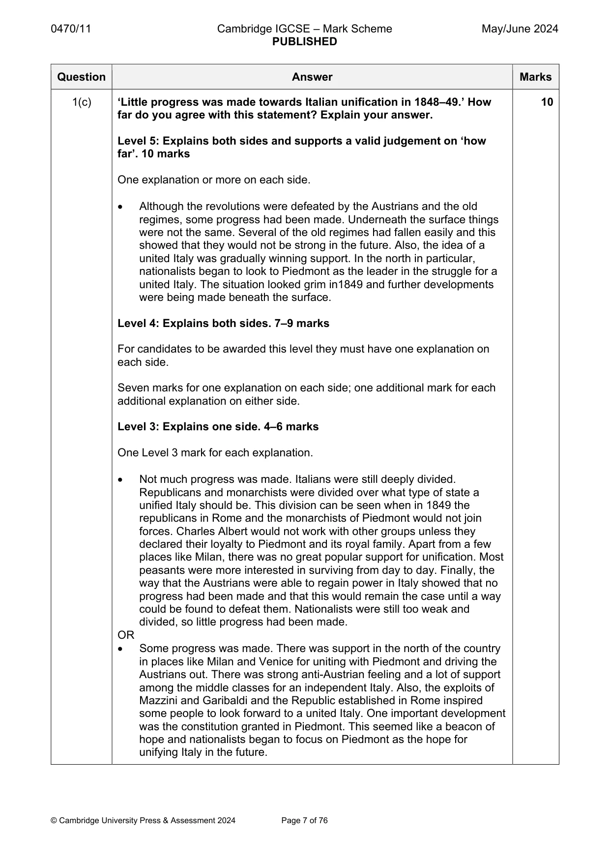 Mark scheme, page 7 of 76