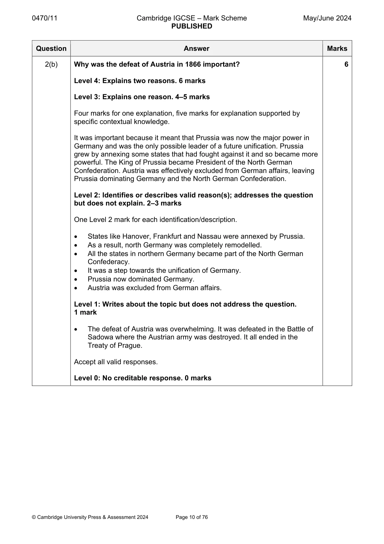 Mark scheme, page 10 of 76